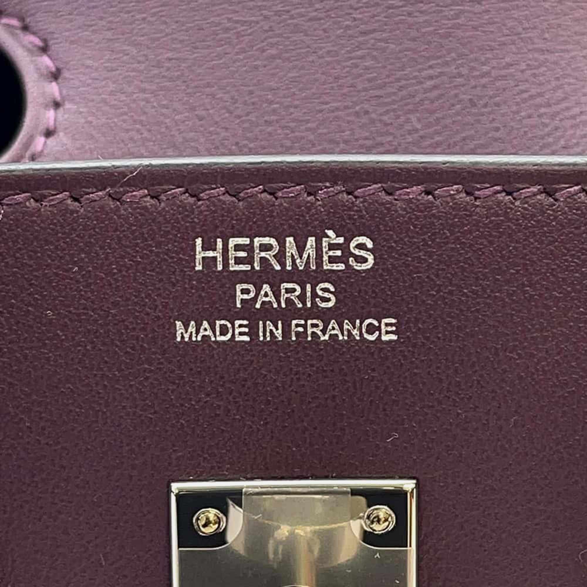 Hermes Birkin Cassis Toile Cadrille Swift Leather Size 25