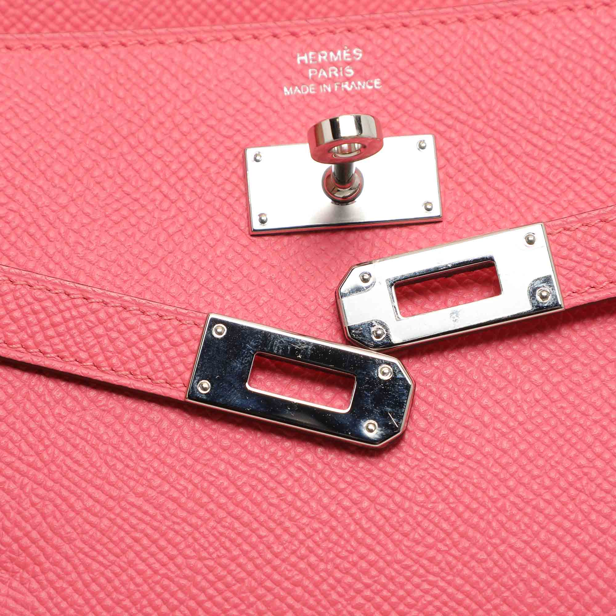 Hermes Rose Lipstick Epsom Leather Kelly Classic Wallet