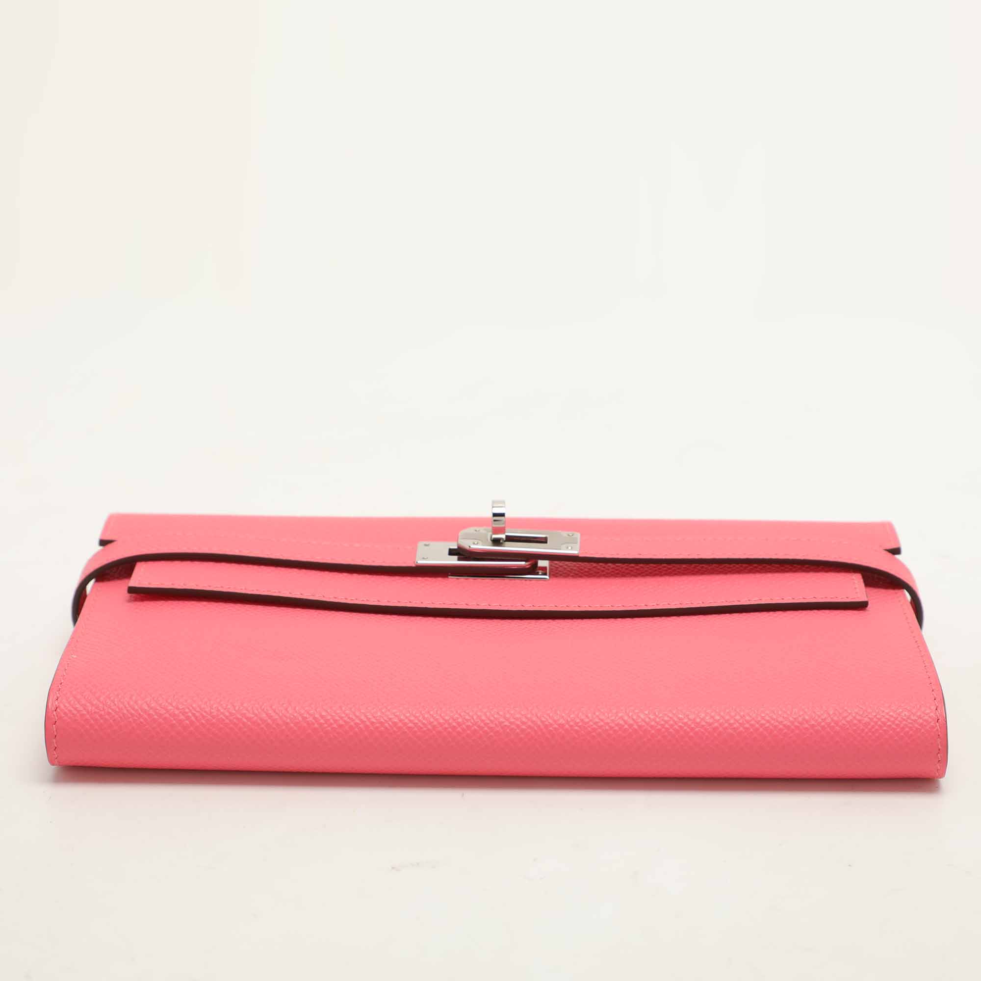 Hermes Rose Lipstick Epsom Leather Kelly Classic Wallet