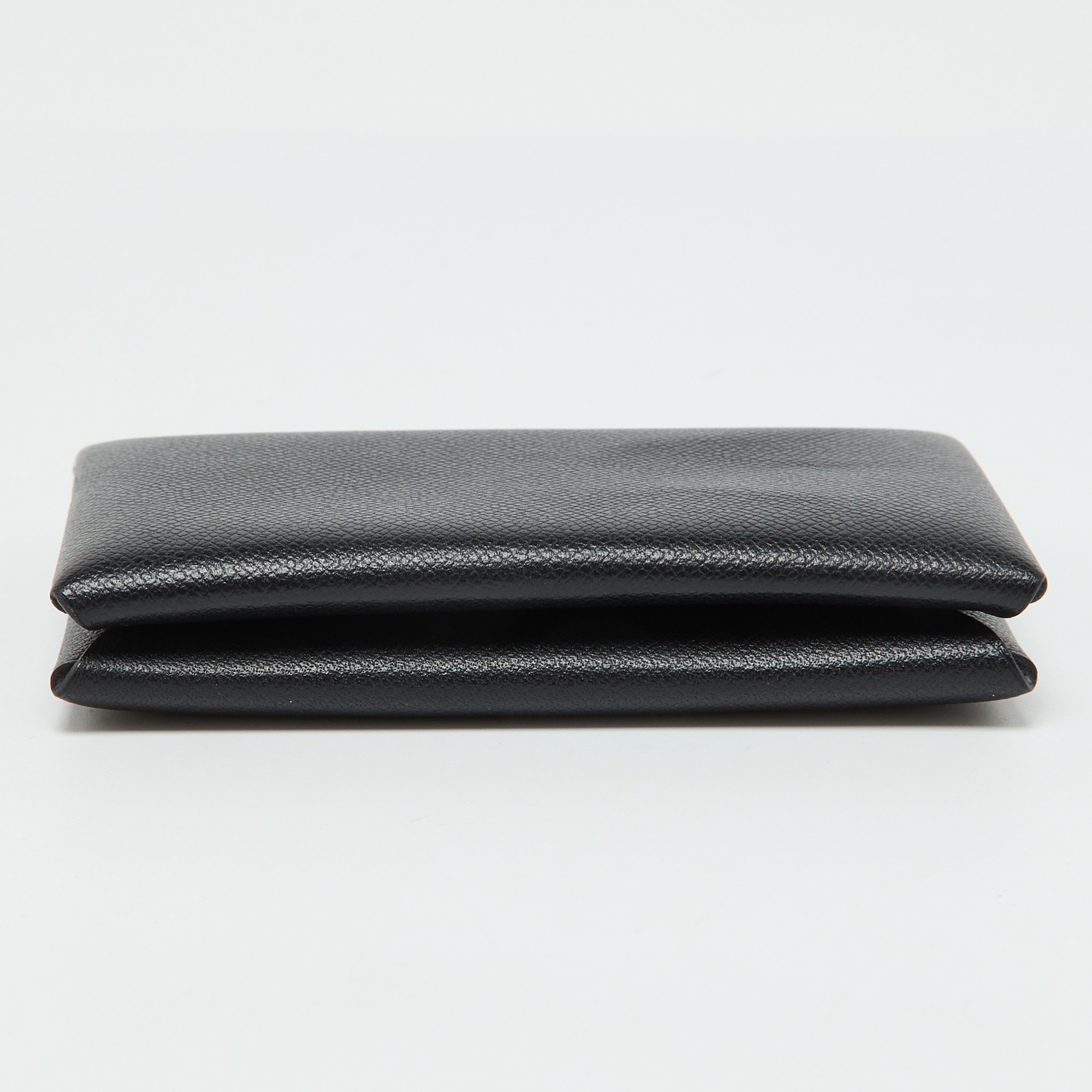 Hermes Black Madame Leather Calvi Card Holder