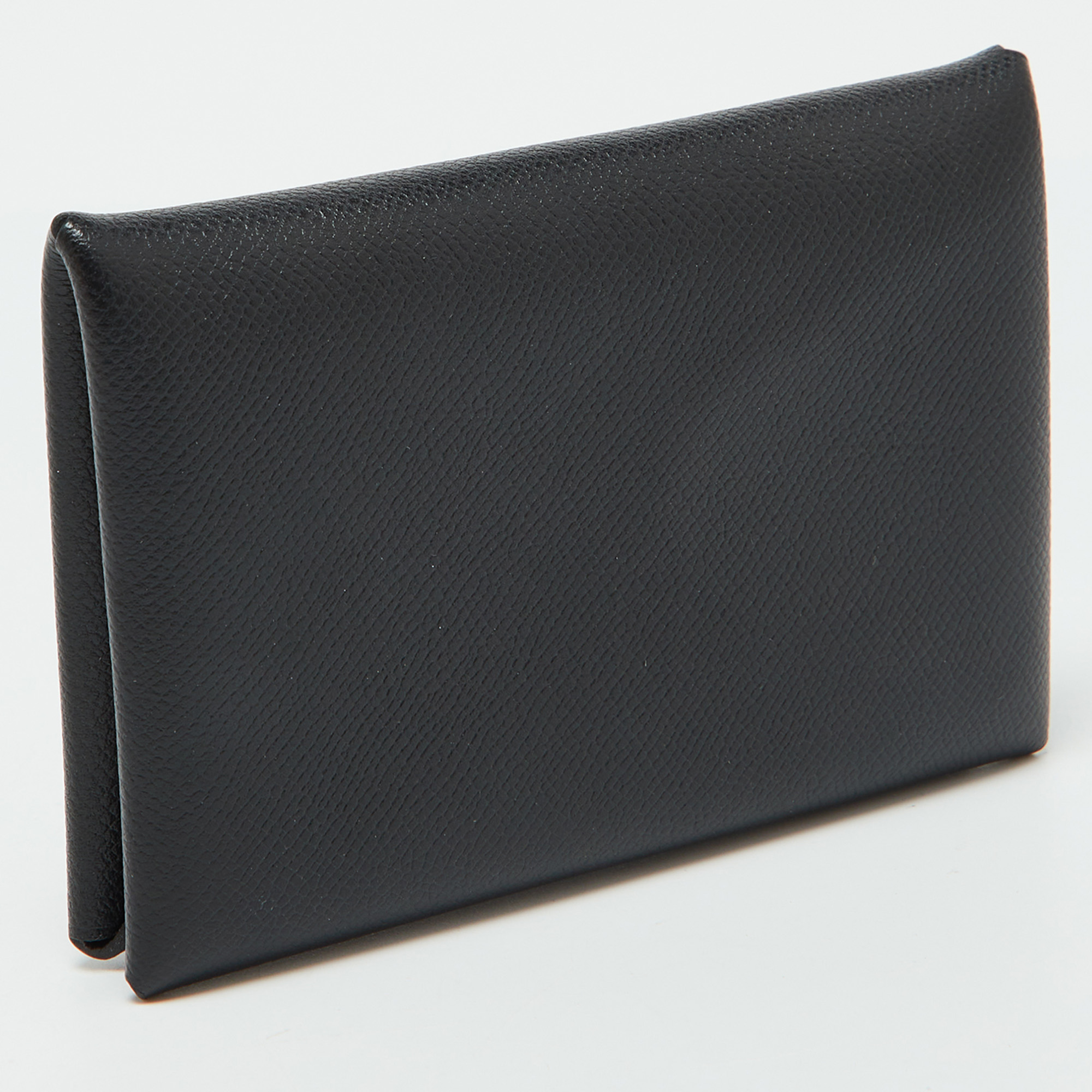 Hermes Black Madame Leather Calvi Card Holder