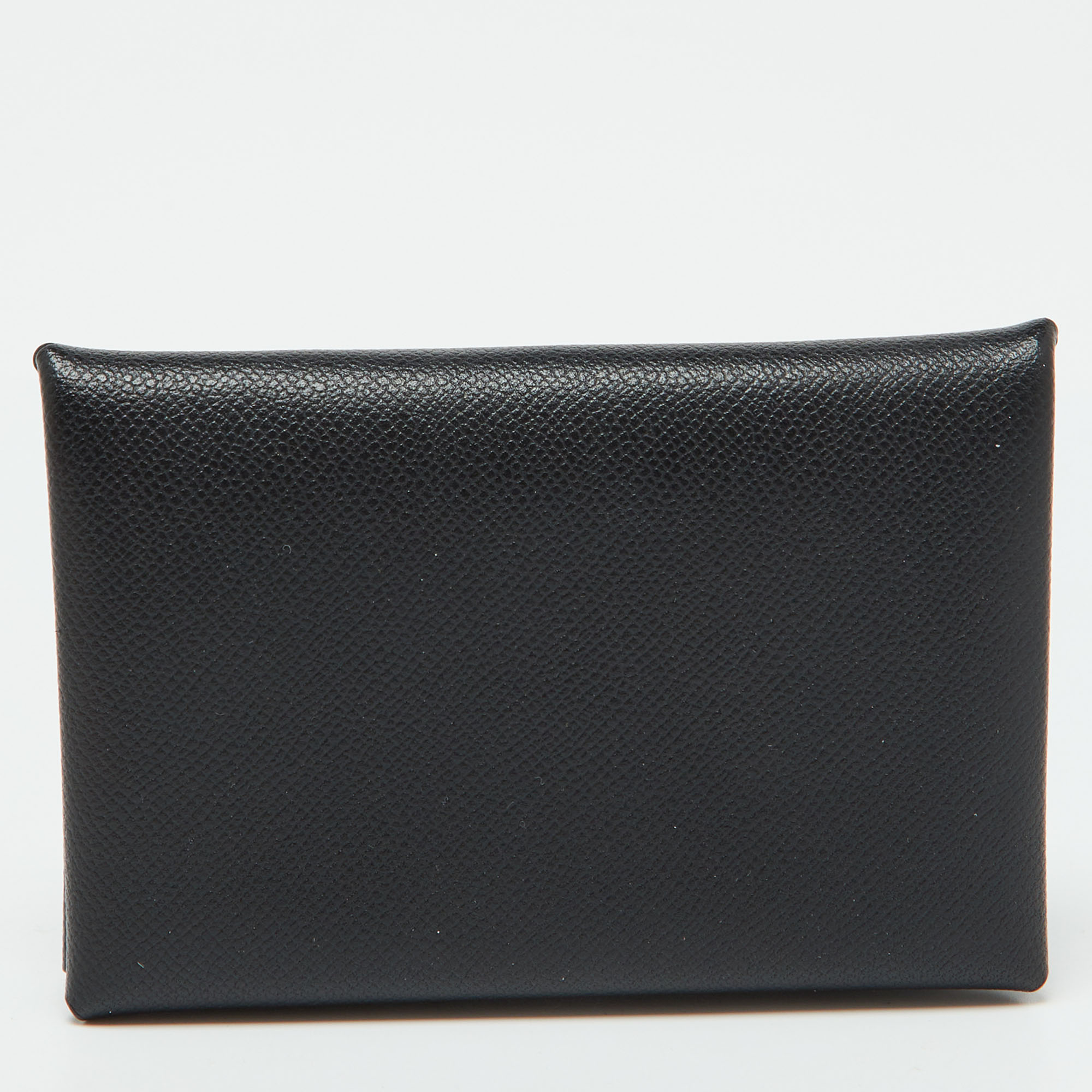 Hermes Black Madame Leather Calvi Card Holder