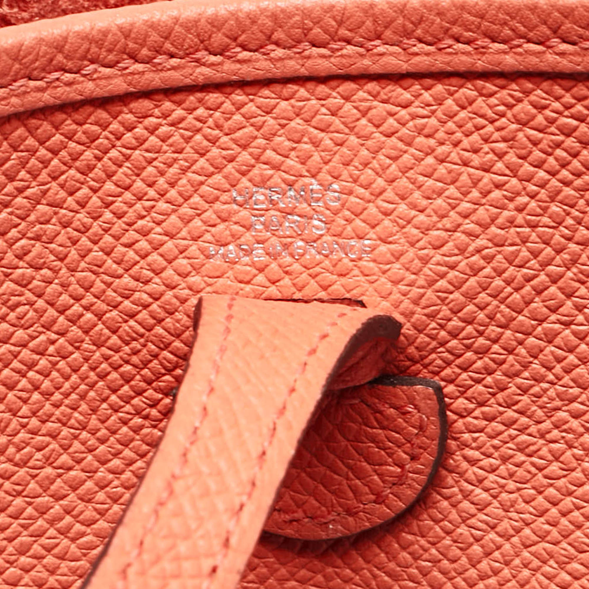 Hermes Orange Poppy/Bleu Zanzibar Epsom Leather Evelyne TPM Bag