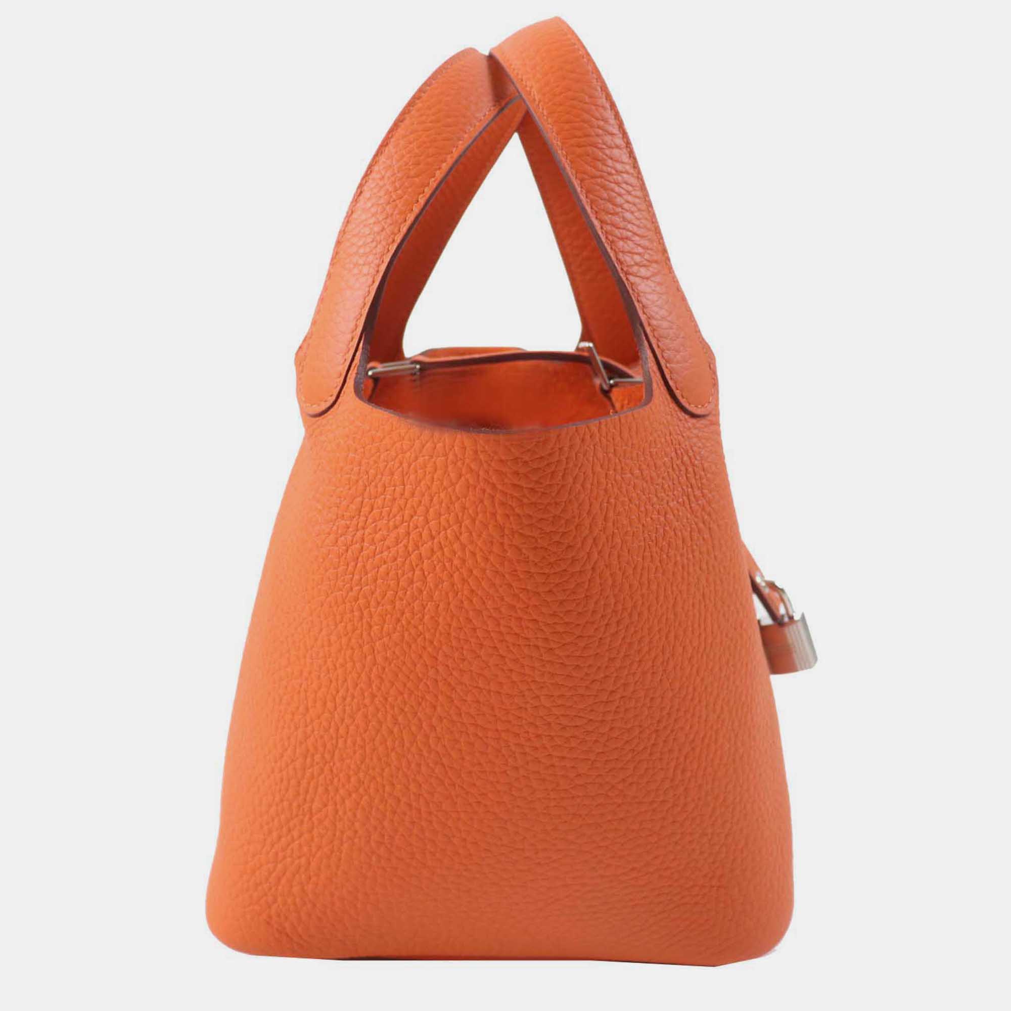 Hermes Orange Picotan Lock Pm Handbag