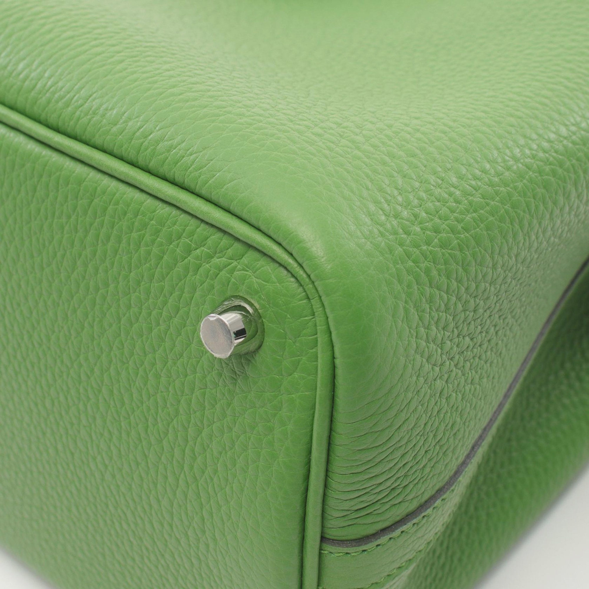 Hermes Green Leather Picotin Lock Pm Eclat Handbag