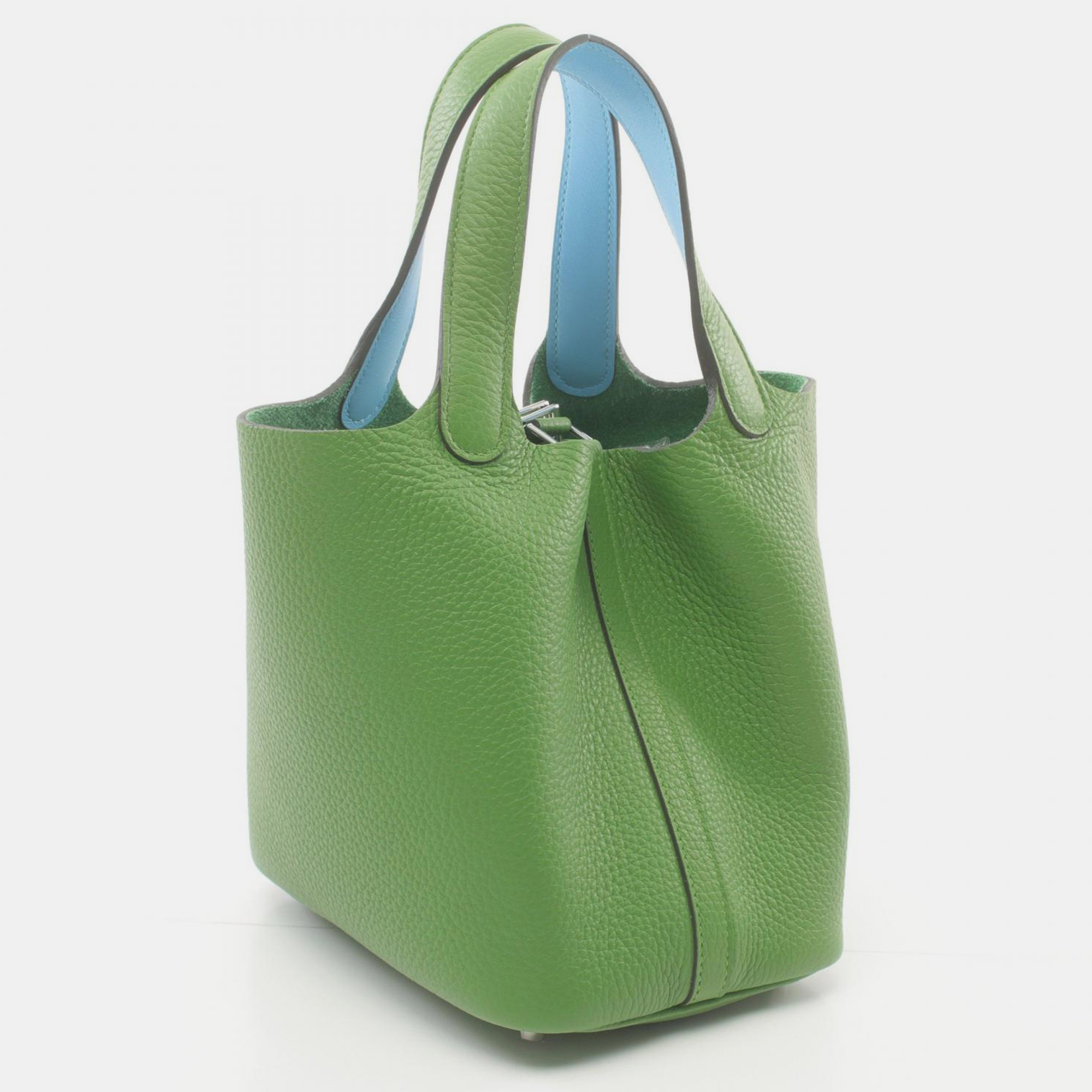 Hermes Green Leather Picotin Lock Pm Eclat Handbag