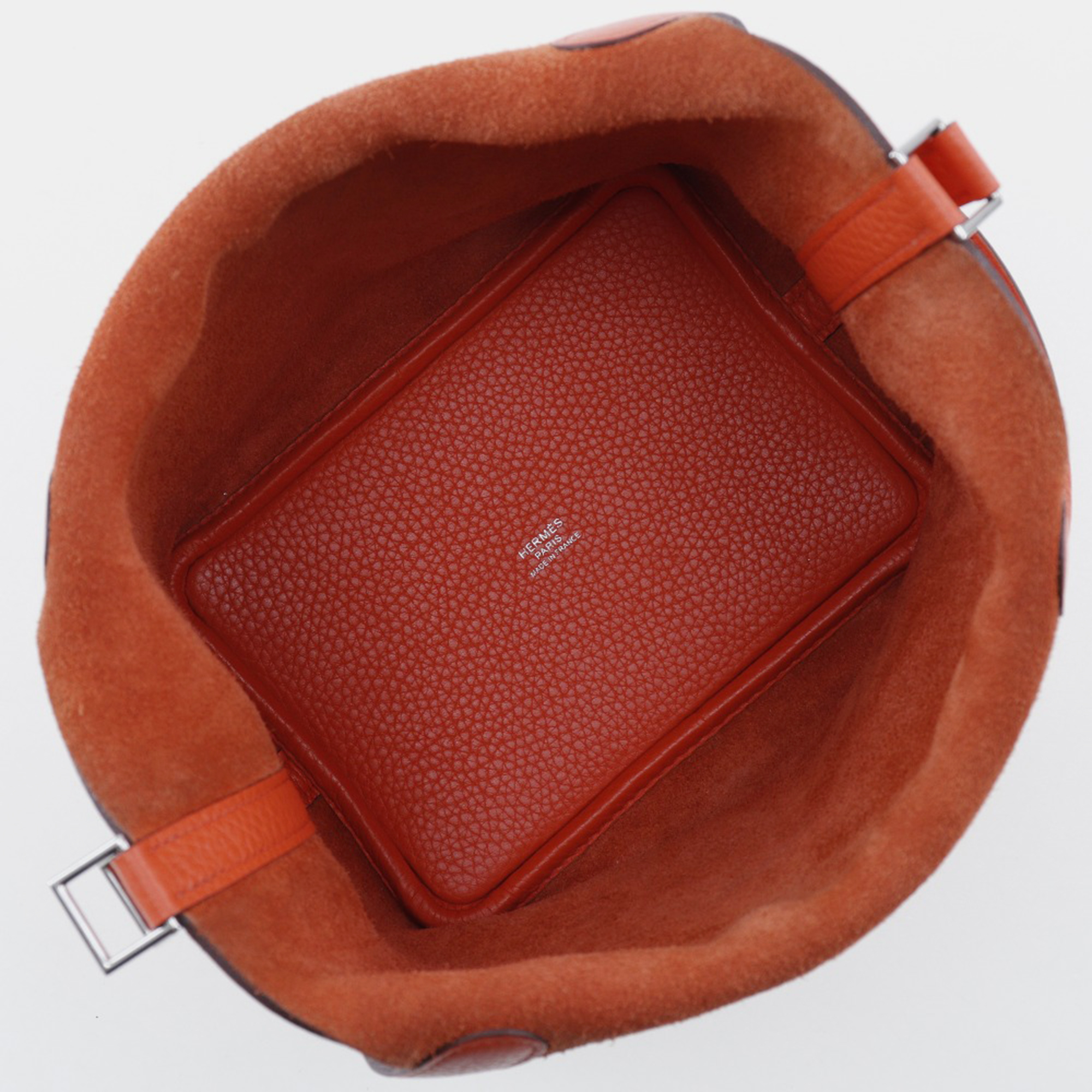 Hermes Orange Leather Picotin Lock Pm Handbag