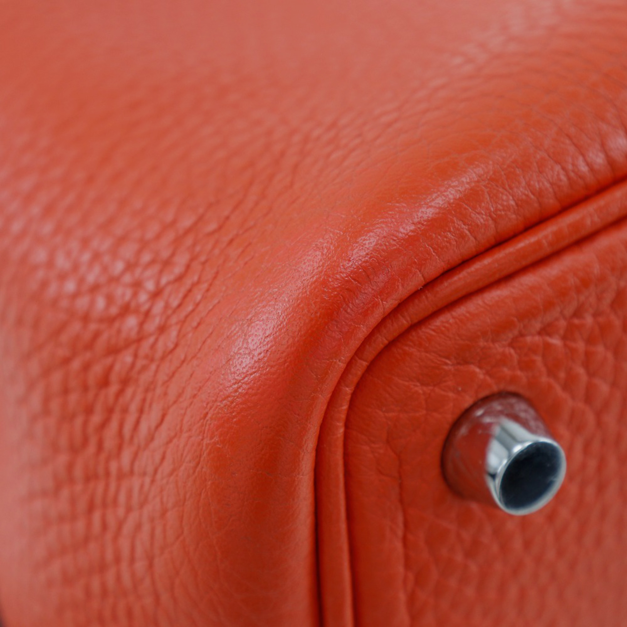 Hermes Orange Leather Picotin Lock Pm Handbag