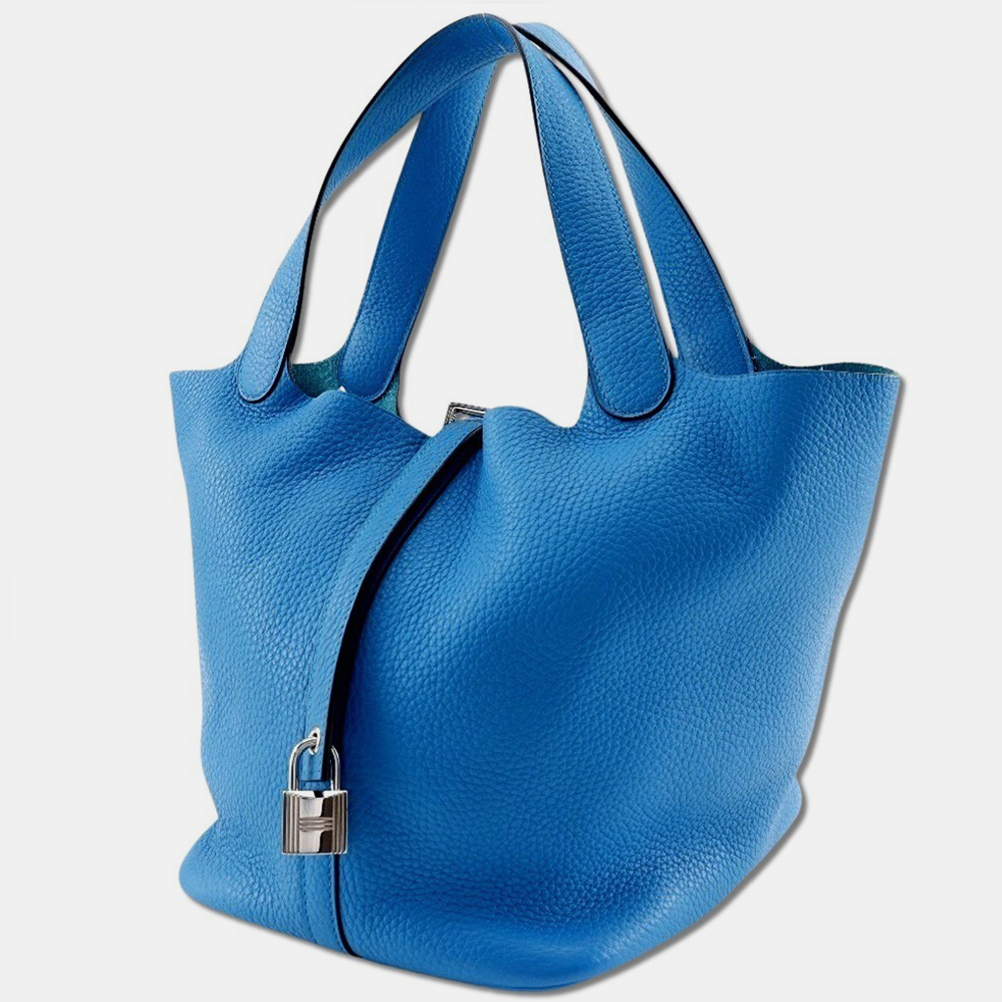 Hermes Clemence Blue Leather Picotin Lock Mm Handbag