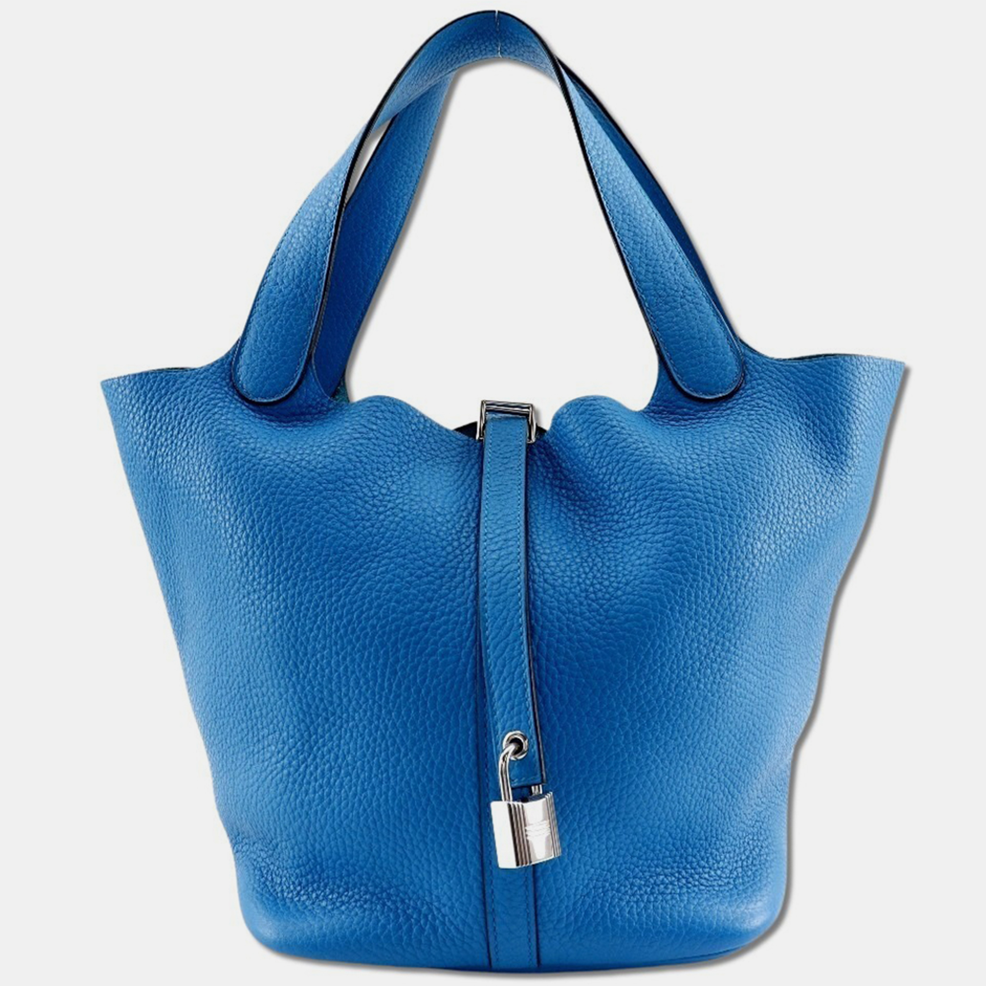 Hermes Clemence Blue Leather Picotin Lock Mm Handbag