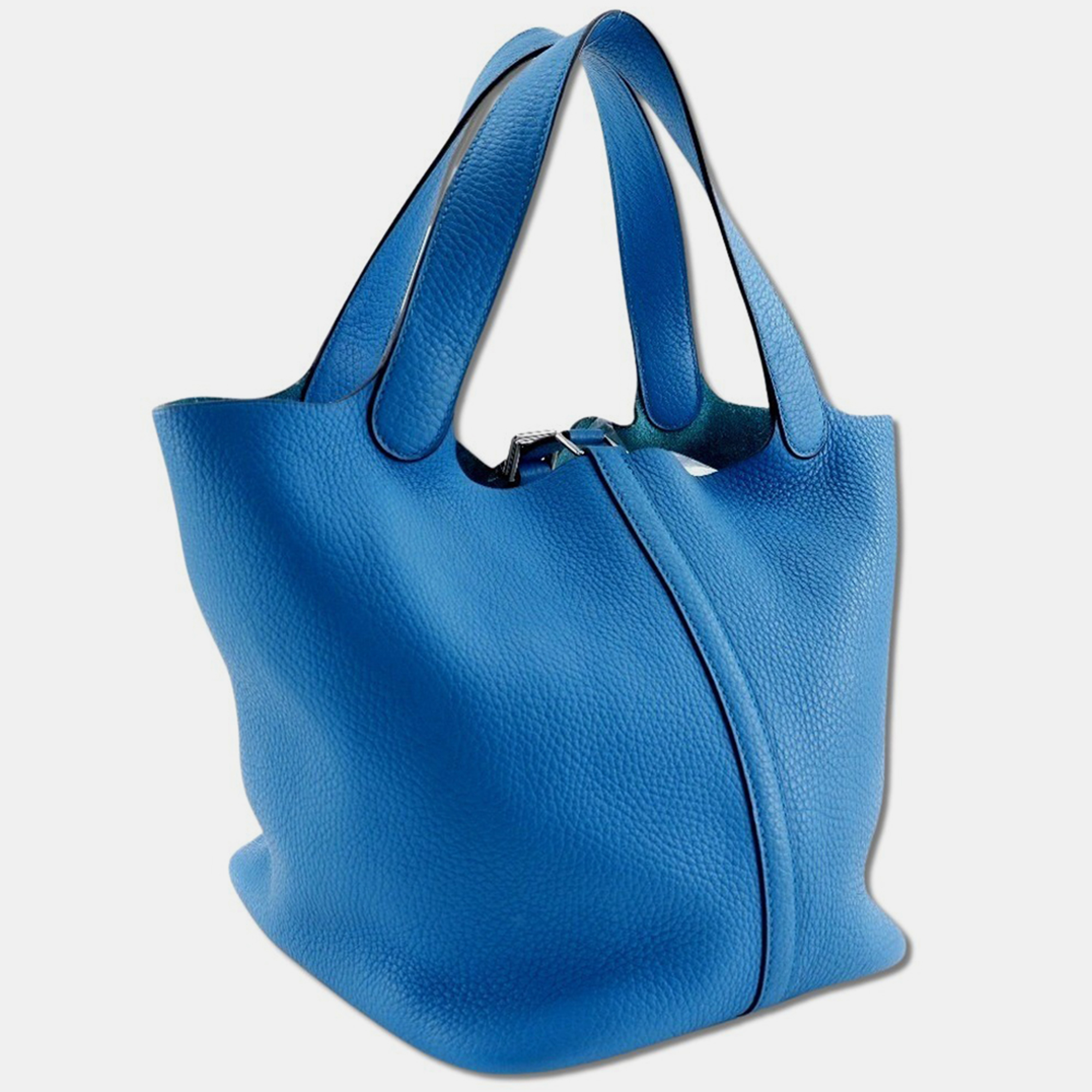 Hermes Clemence Blue Leather Picotin Lock Mm Handbag