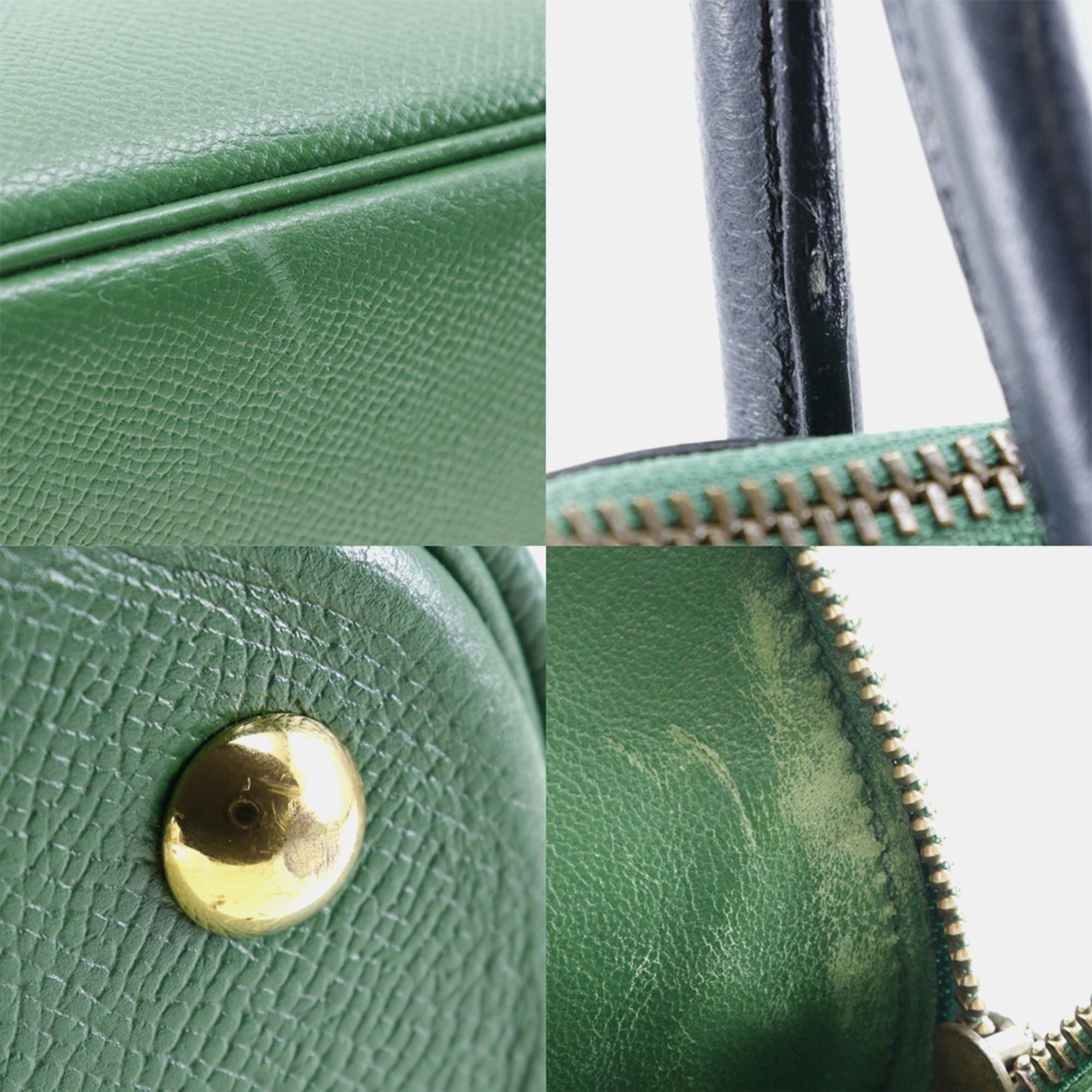 Hermes Bicolor Green Leather Bolide 35 Handbag