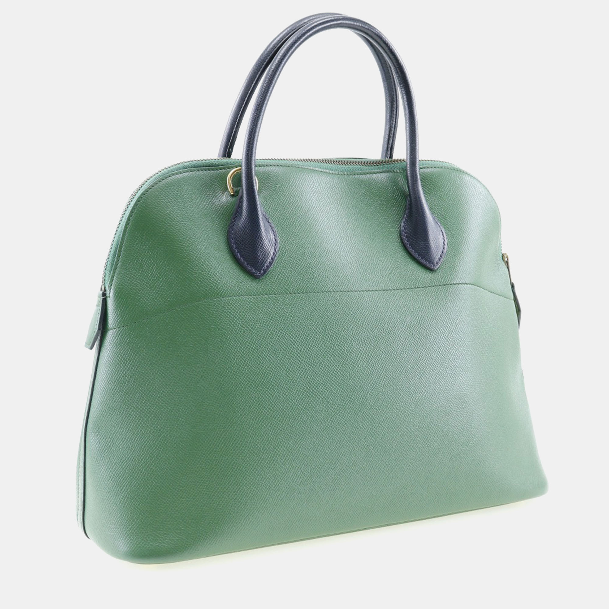 Hermes Bicolor Green Leather Bolide 35 Handbag