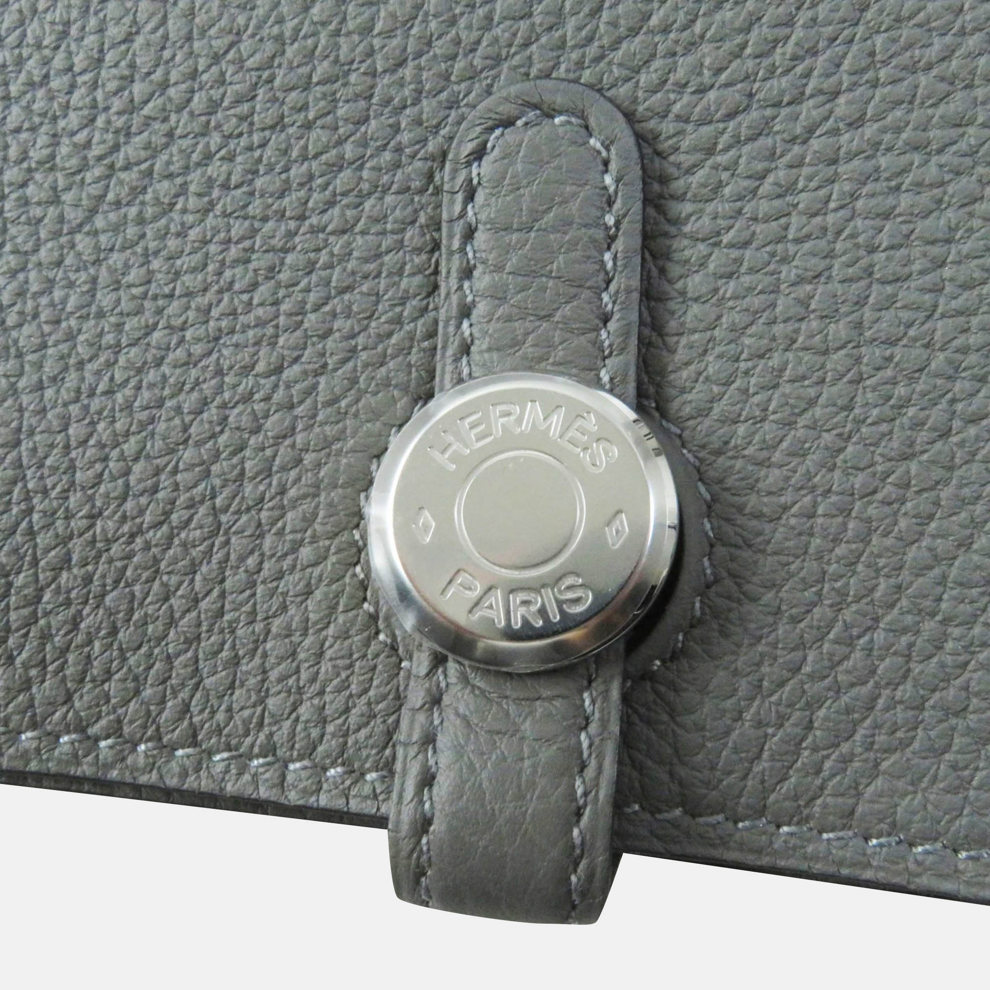 Hermes Silver Leather Dogon Card Holder