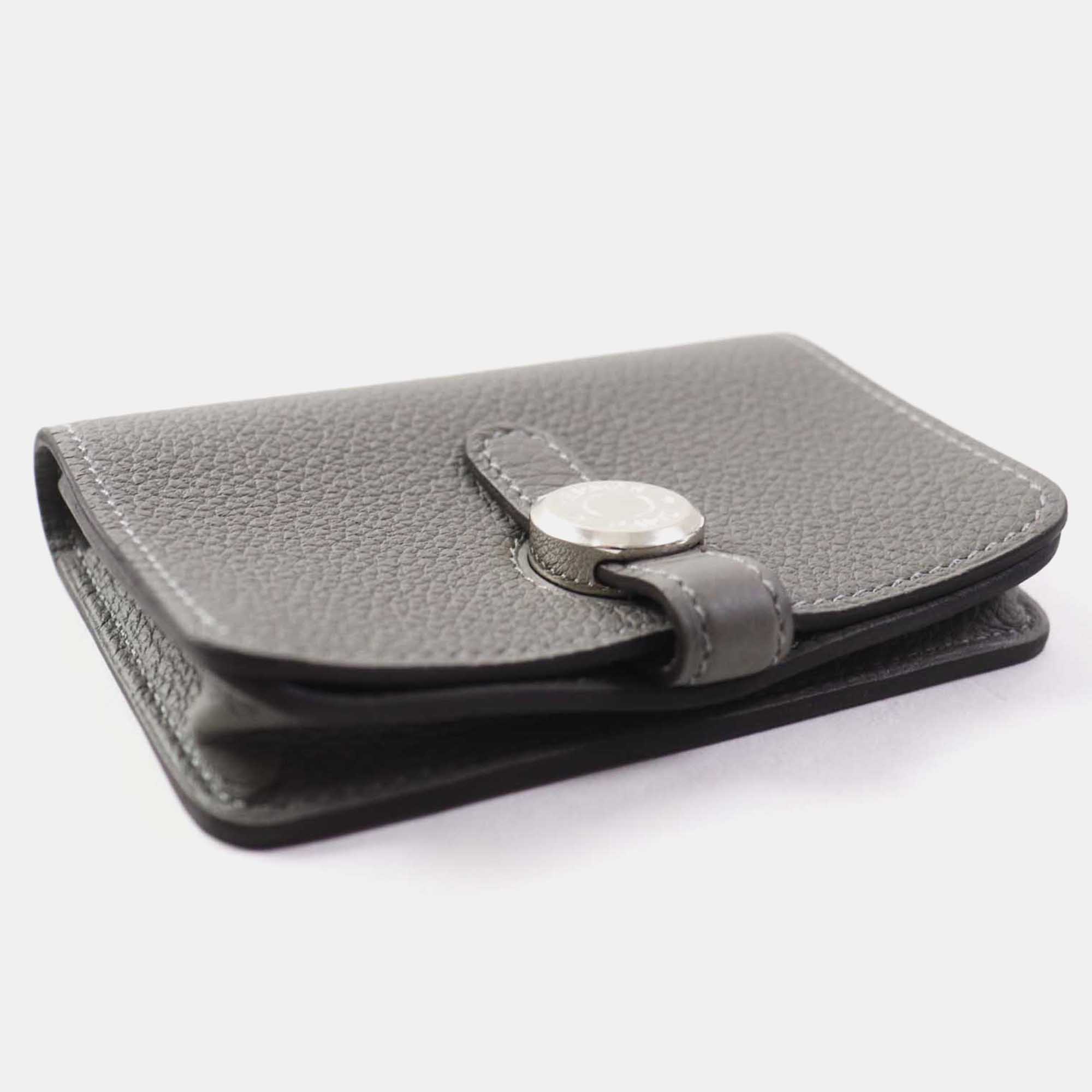 Hermes Silver Leather Dogon Card Holder