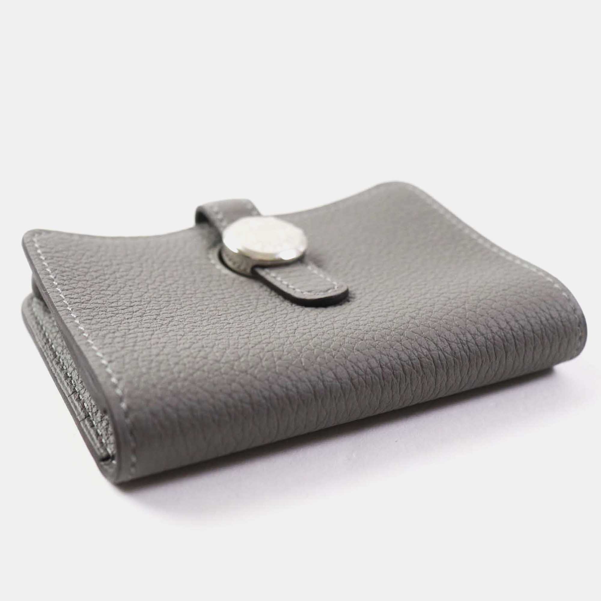 Hermes Silver Leather Dogon Card Holder