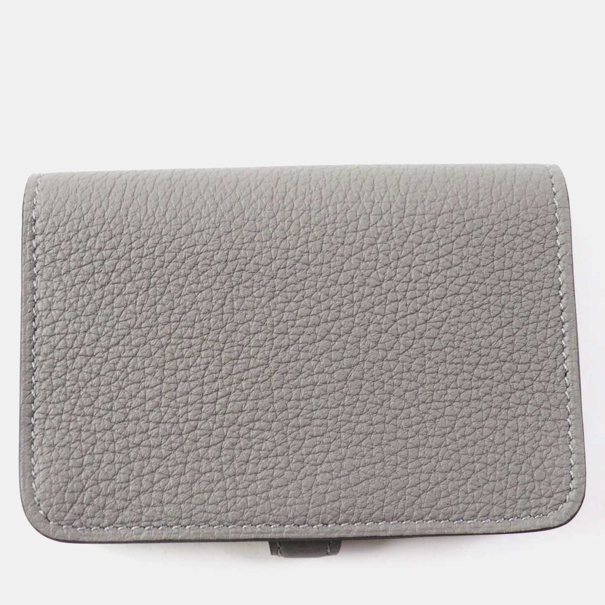 Hermes Silver Leather Dogon Card Holder