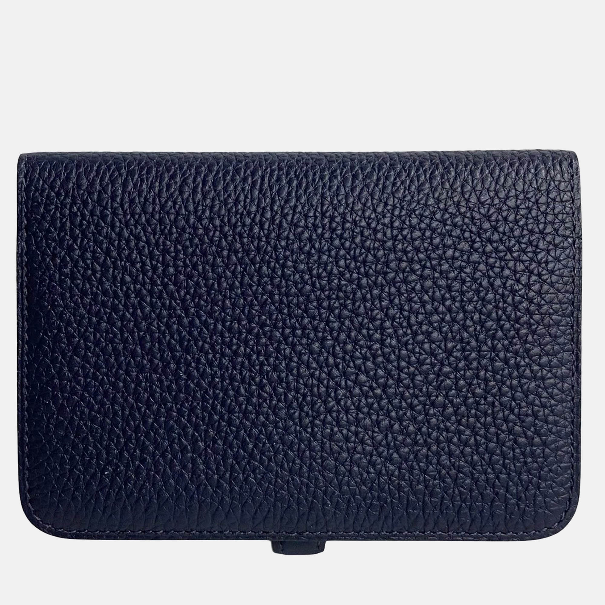 Hermes Navy Blue Leather Dogon Compact Leather Wallet