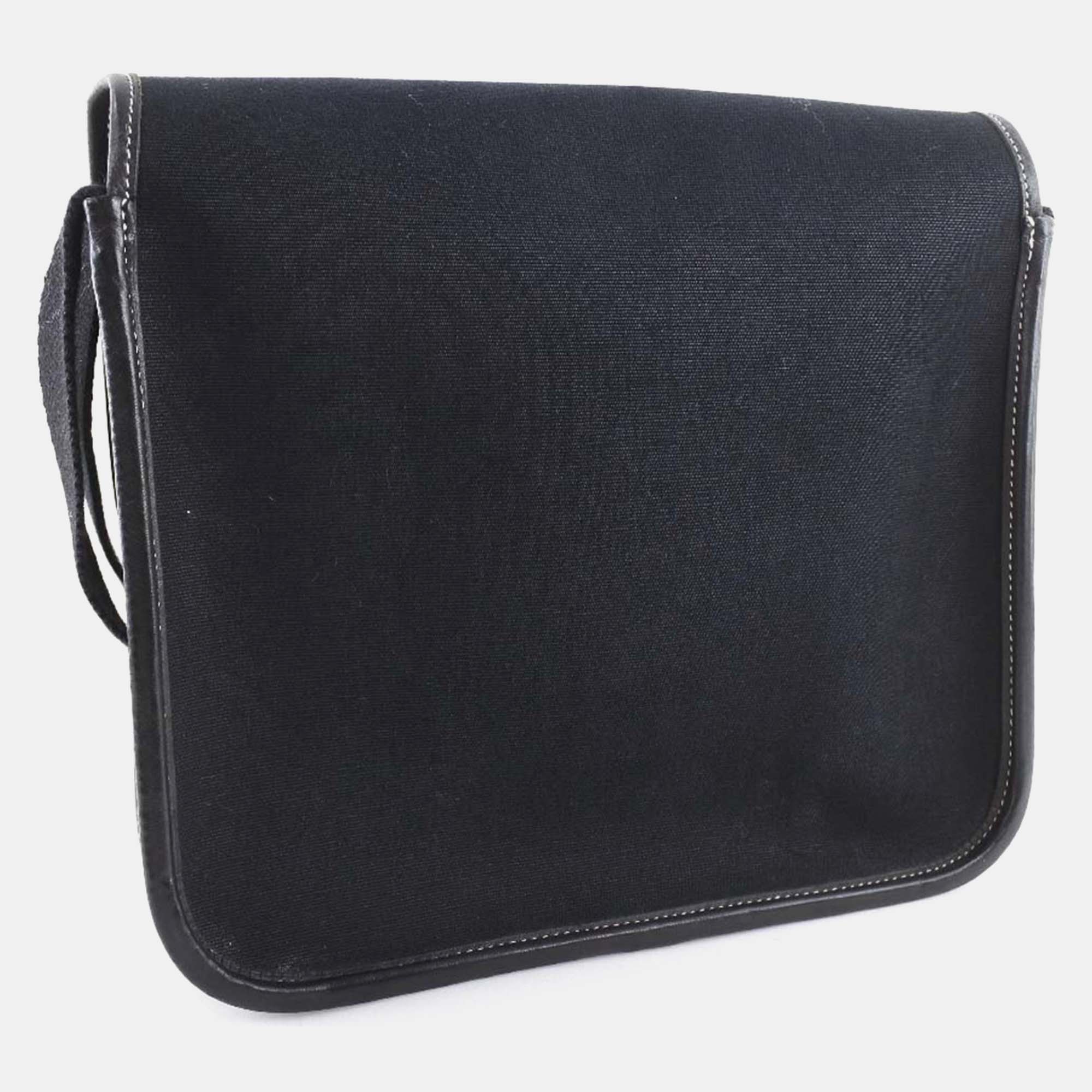 Hermes Black Canvas Buenaventura Shoulder Bag