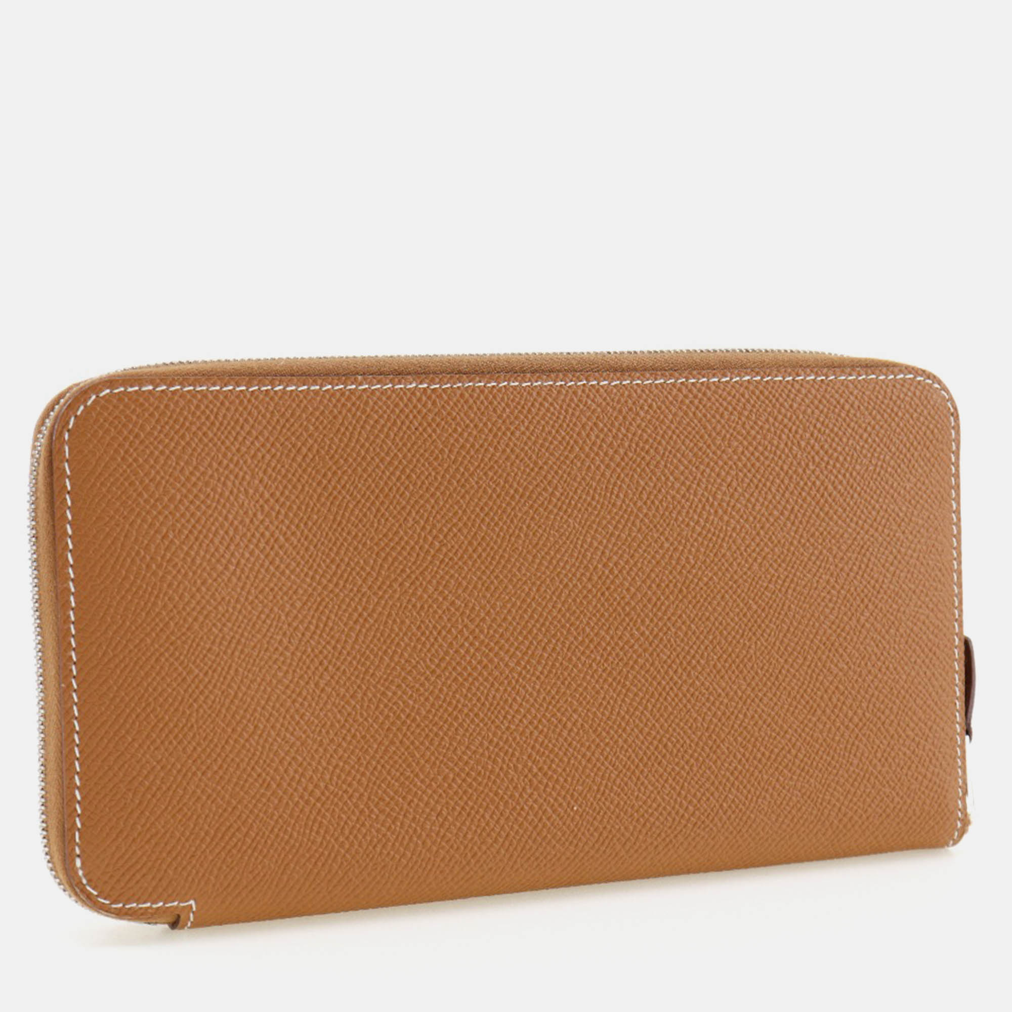 Hermes Gold Leather Azap Long Silk In Wallet