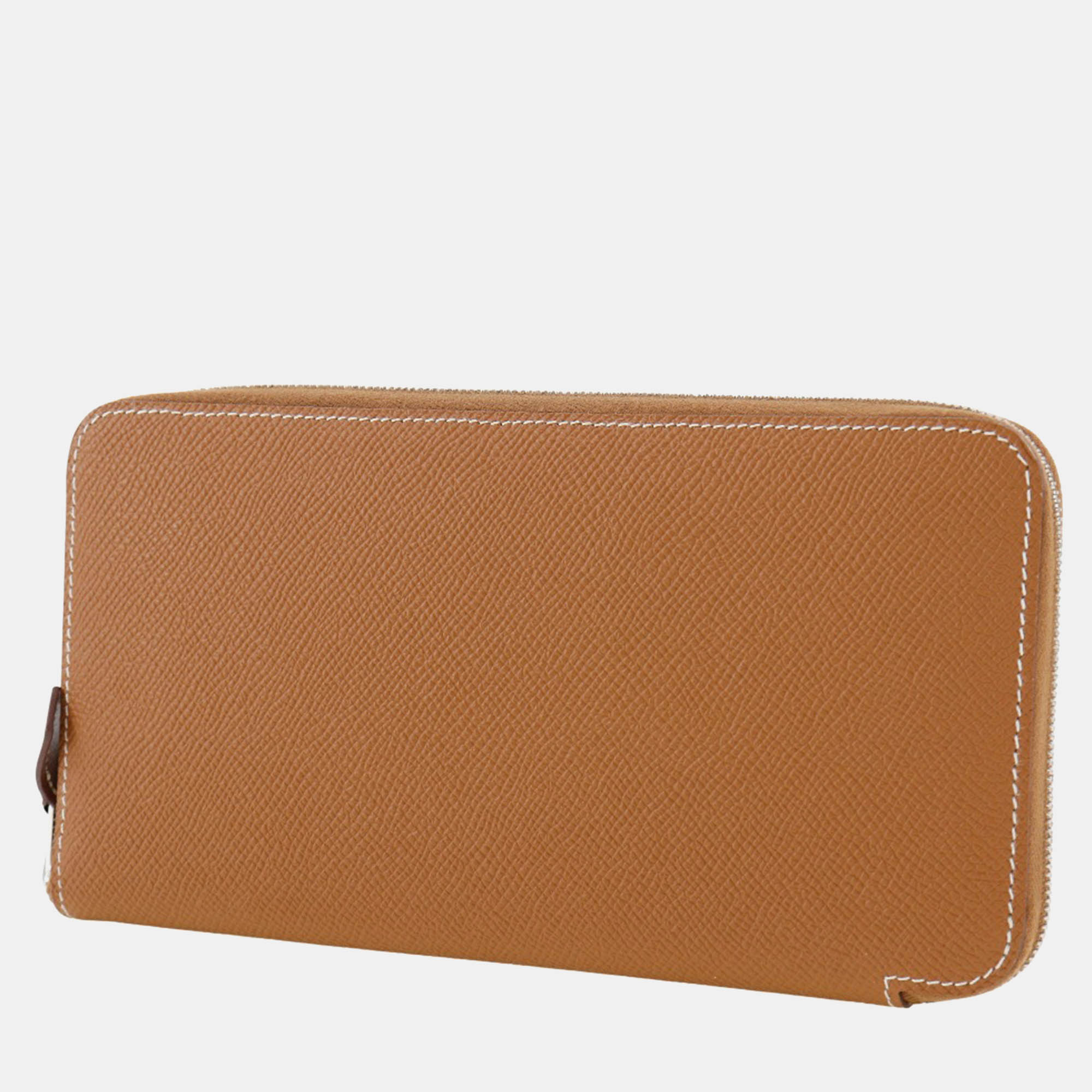 Hermes Gold Leather Azap Long Silk In Wallet