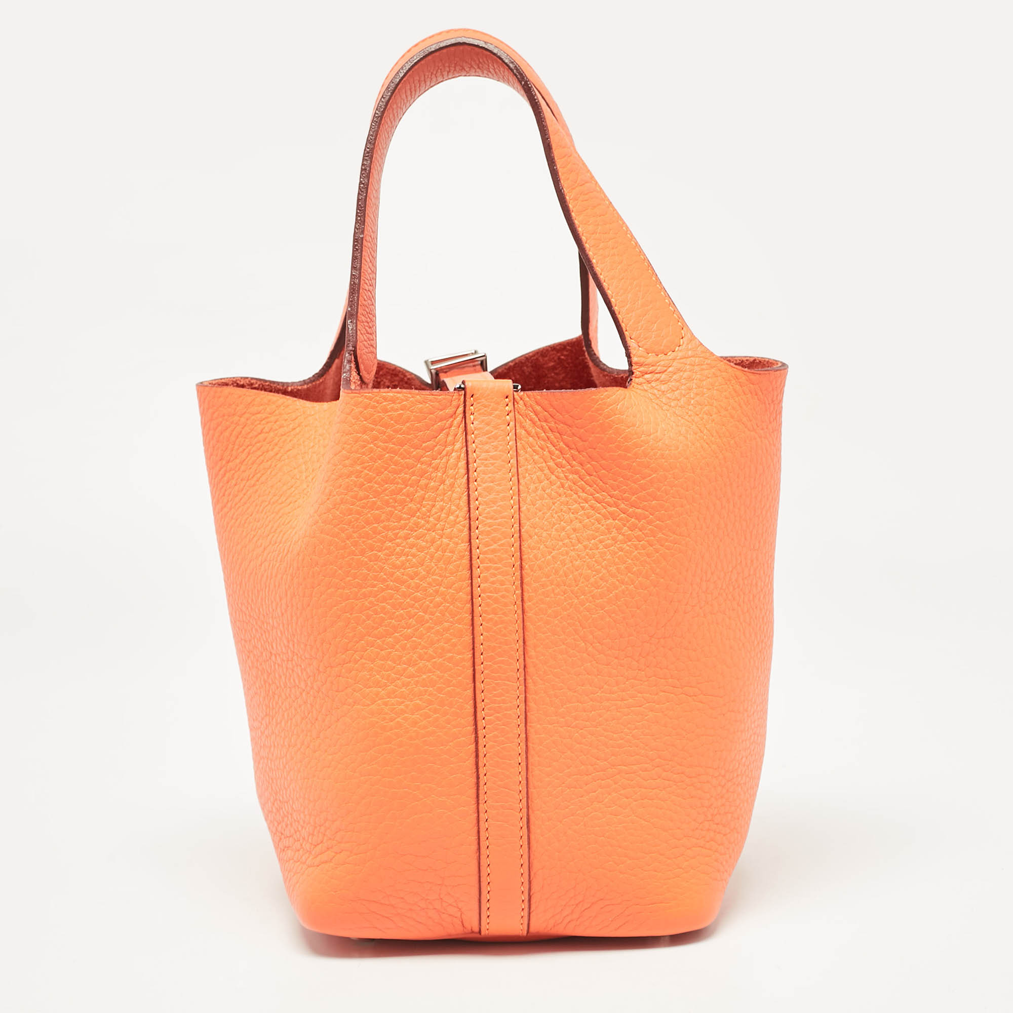 Hermes Orange Taurillon Clemence Leather Picotin 18 Bag