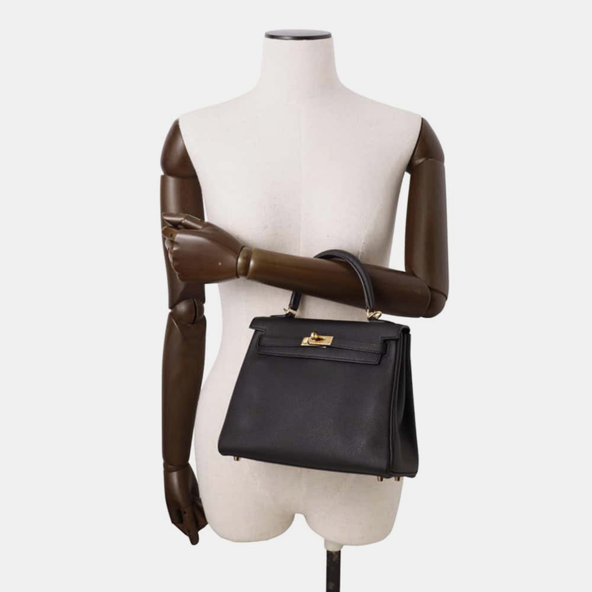 Hermes Black Togo Leather Kelly Retourne Bag Size 25