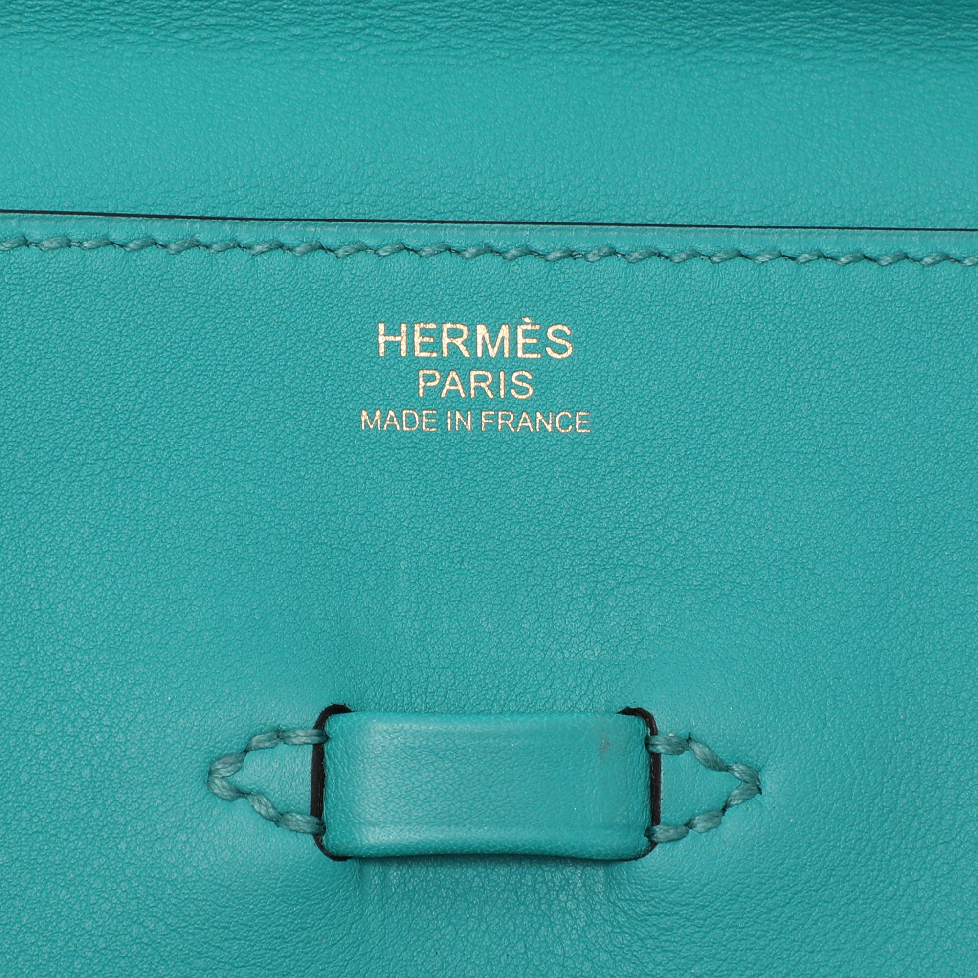 Hermes Blue Paon Swift Leather Pliplat Clutch