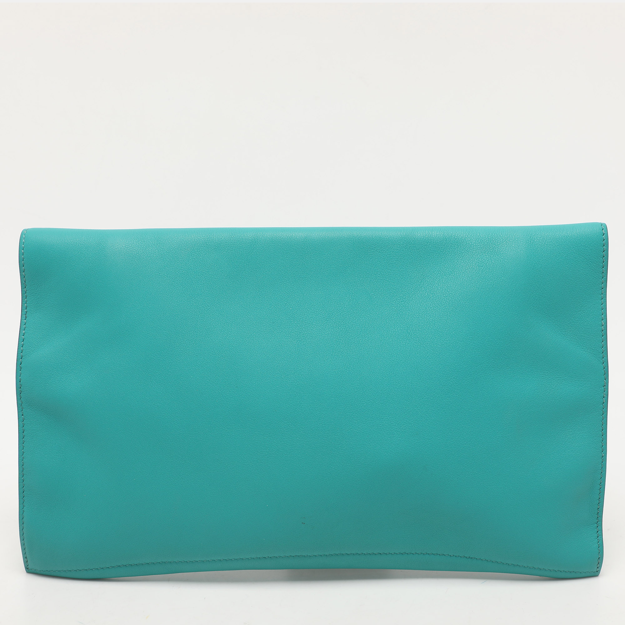 Hermes Blue Paon Swift Leather Pliplat Clutch