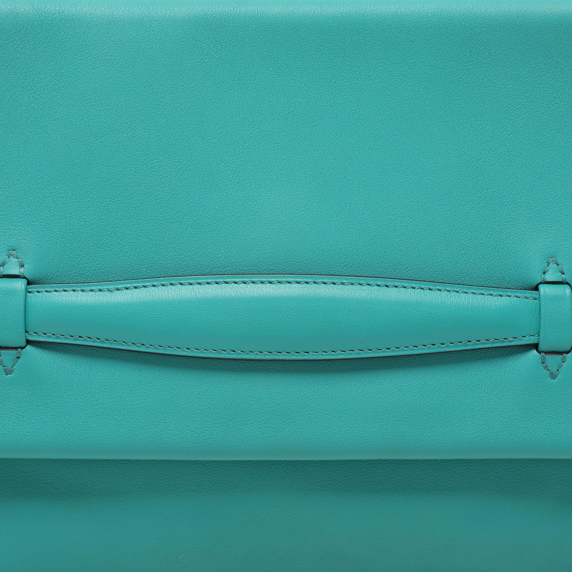 Hermes Blue Paon Swift Leather Pliplat Clutch