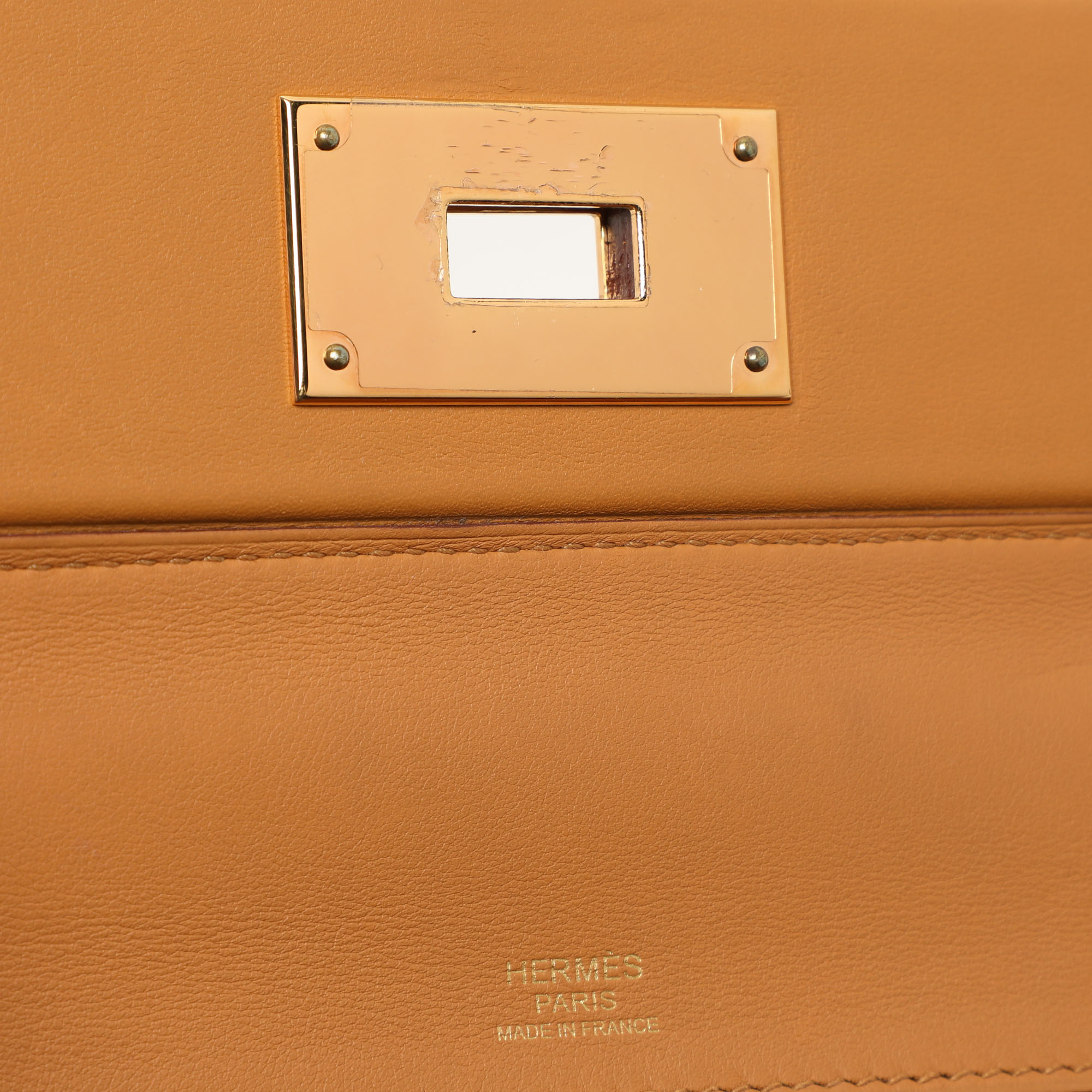 Hermes Jaune Ambre Togo And Swift Leather Gold Tone Finish 24/24 29 Bag