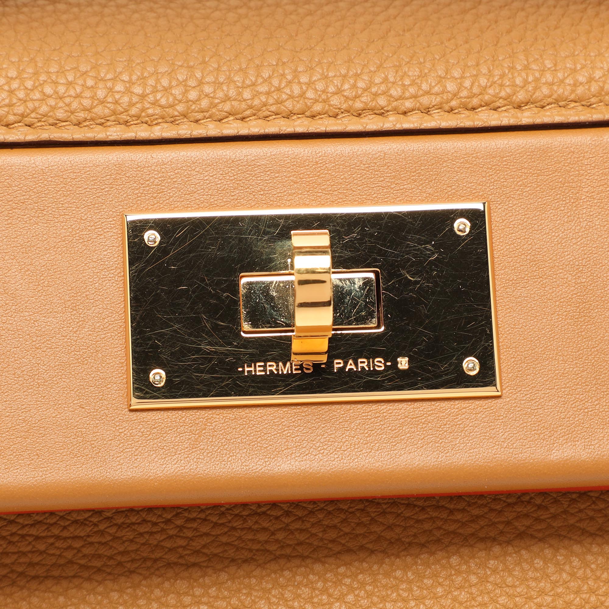 Hermes Jaune Ambre Togo And Swift Leather Gold Tone Finish 24/24 29 Bag