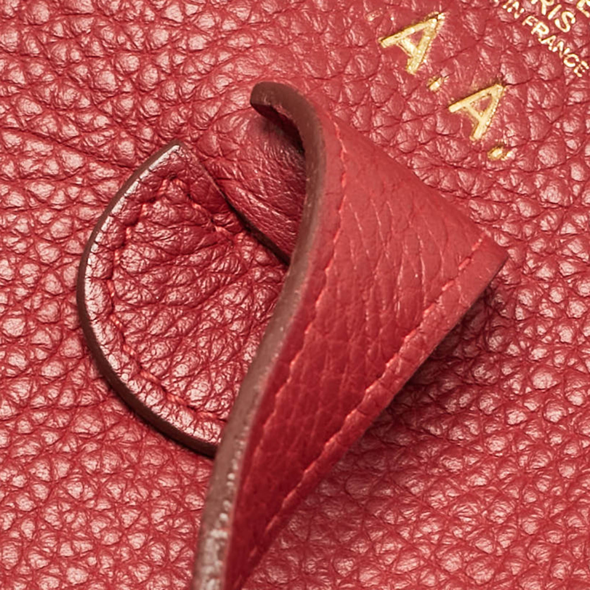 Hermes Rouge Casaque Taurillon Clemence Leather Evelyne II PM Bag