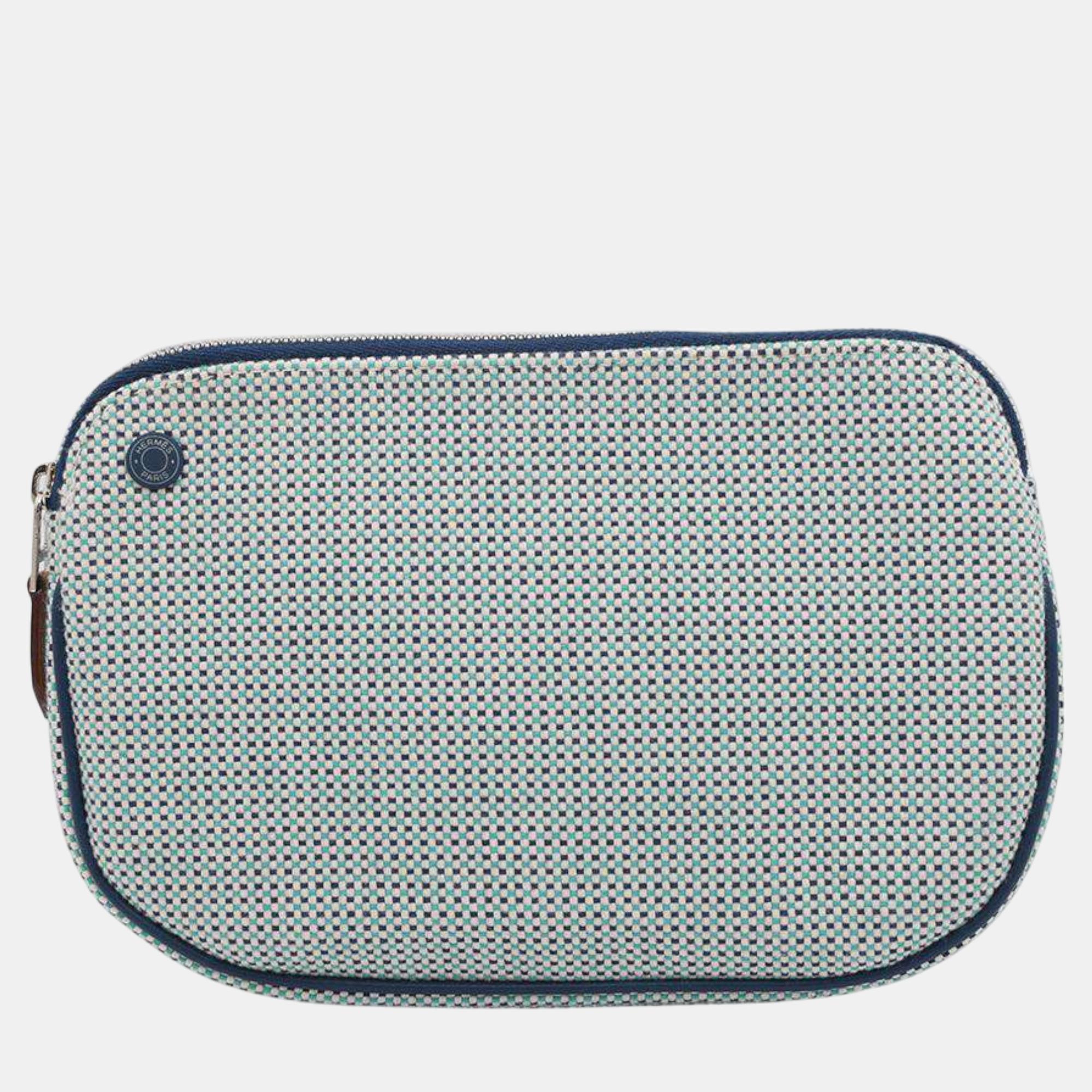 Hermes Marine Canvas Medium Pouch