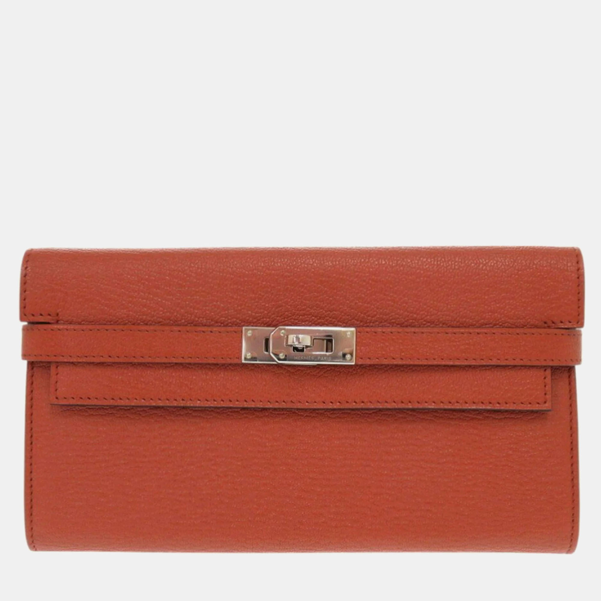 Hermes Brique Epsom Leather Kelly Wallet