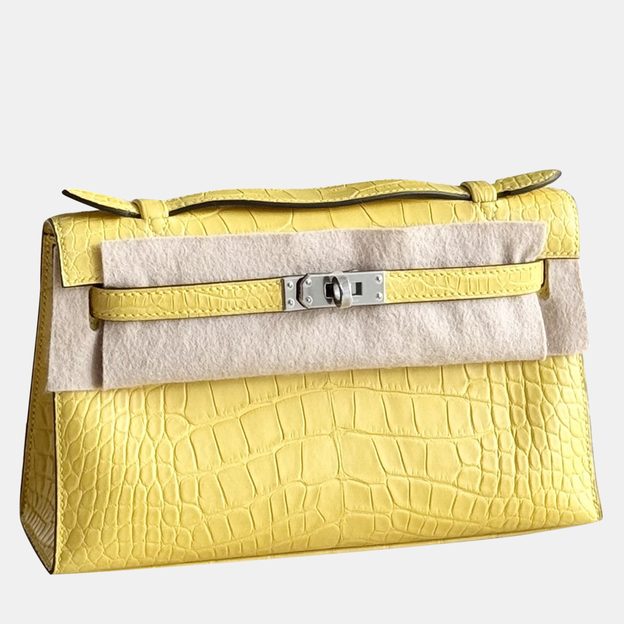 Hermes Mimosa Yellow Matte Crocodile Leather Mini Kelly I Top Handle Bag
Hermes Mimosa Yellow Matte Crocodile Leather Mini Kelly I Top Handle Bag