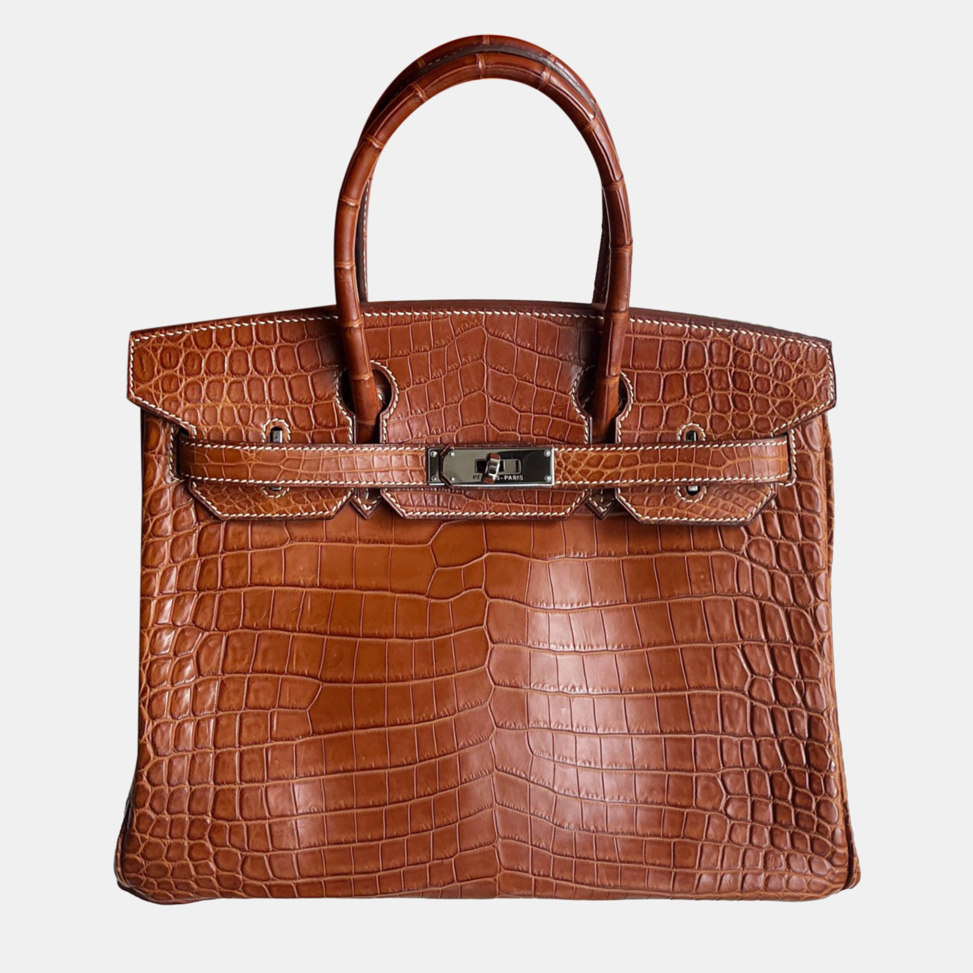 Hermes Saddle Brown Matte Crocodile Leather Birkin 30 Top Handle Bag
Hermes Saddle Brown Matte Crocodile Leather Birkin 30 Top Handle Bag
