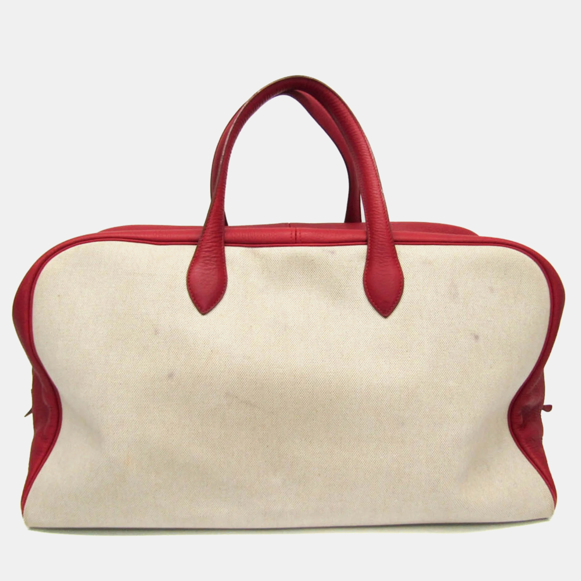 Hermes Victoria 50 Toile H Taurillon Clemence Leather Boston Bag Natural Red Color, Beige
Hermes Victoria 50 Toile H Taurillon Clemence Leather Boston Bag Natural Red Color, Beige