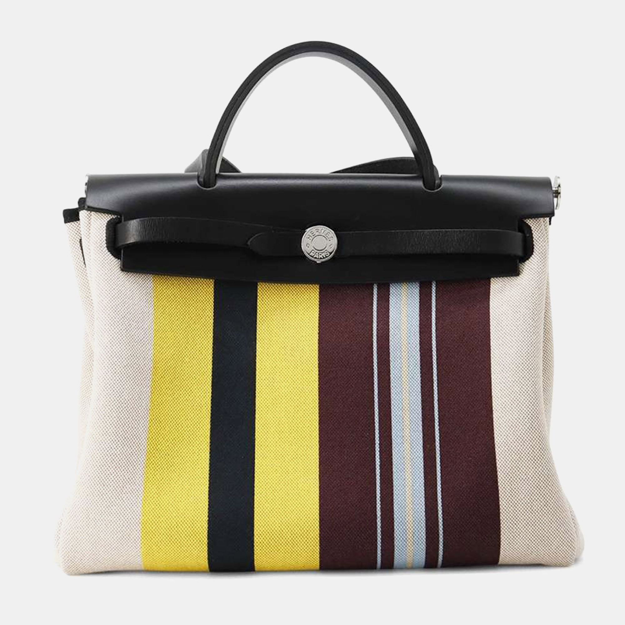 Hermes Black, Ecru & Multicolor Toile H and Vache Hunter Leather Herbag PM Tote Bag
Hermes Black, Ecru & Multicolor Toile H and Vache Hunter Leather Herbag PM Tote Bag