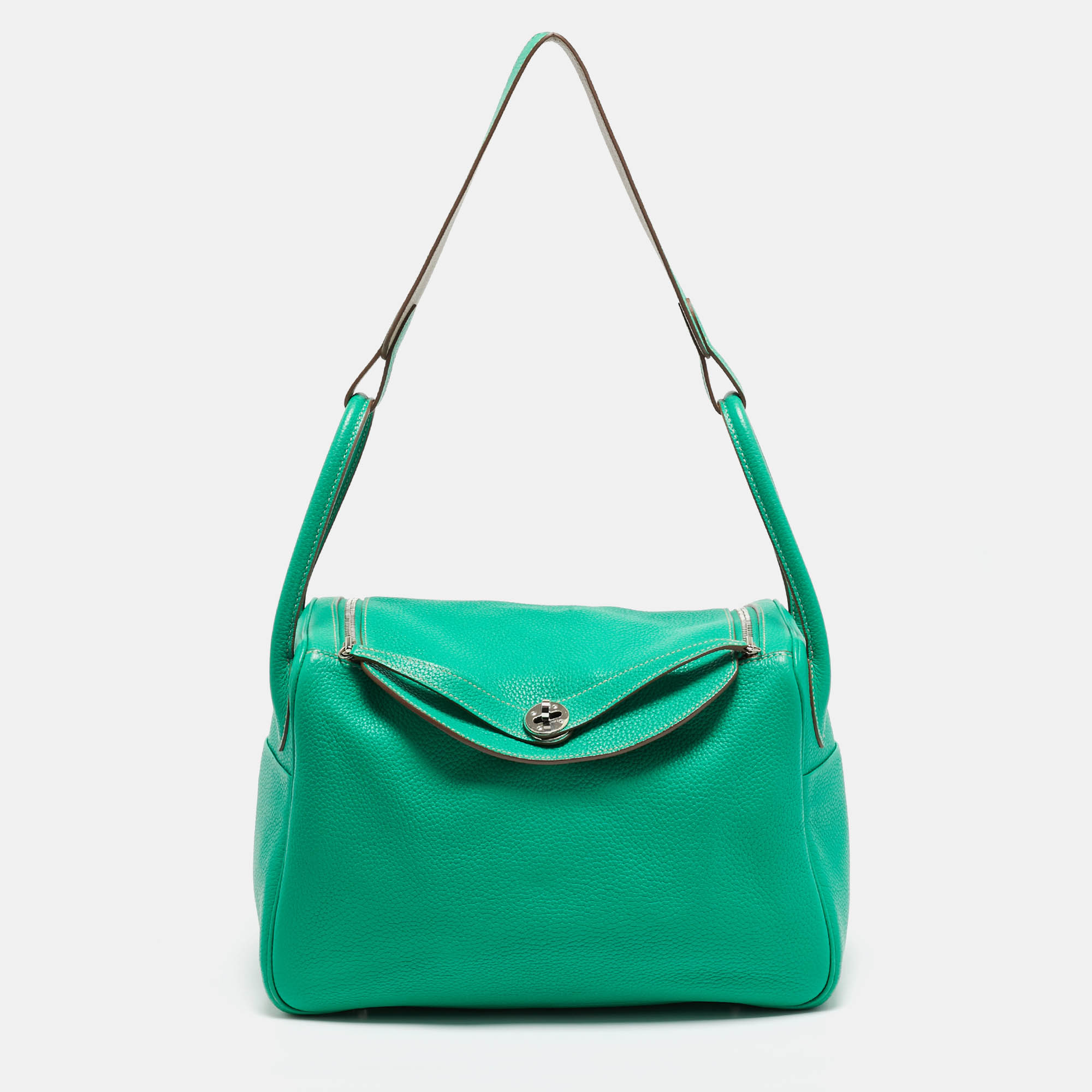 Hermes Menthe/Gris Tourterelle Taurillon Clemence Leather Palladium Finish Lindy 34 Bag, Green
Hermes Menthe/Gris Tourterelle Taurillon Clemence Leather Palladium Finish Lindy 34 Bag, Green