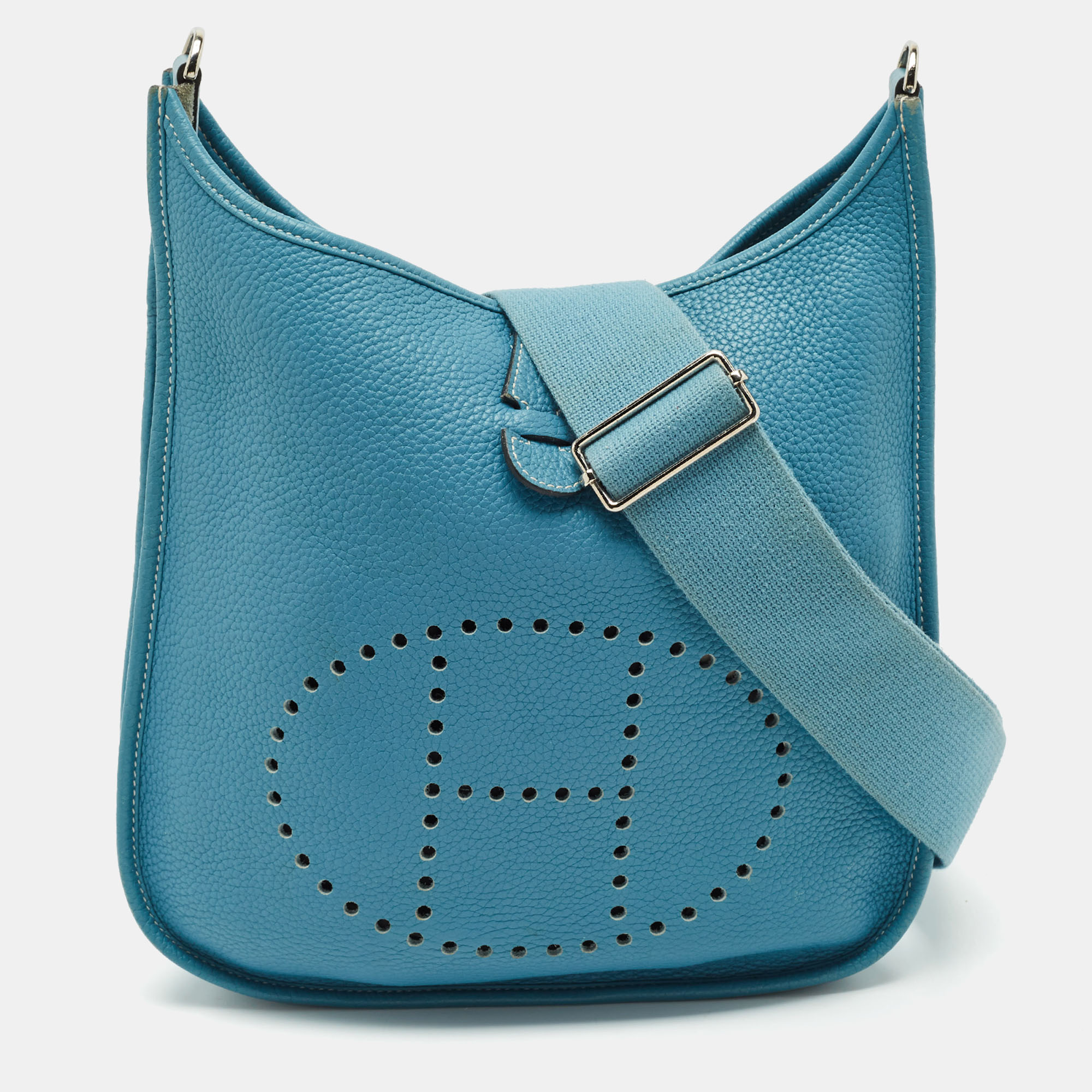 Hermes Bleu Jean Taurillon Clemence Leather Evelyne III PM Bag, Blue
Hermes Bleu Jean Taurillon Clemence Leather Evelyne III PM Bag, Blue