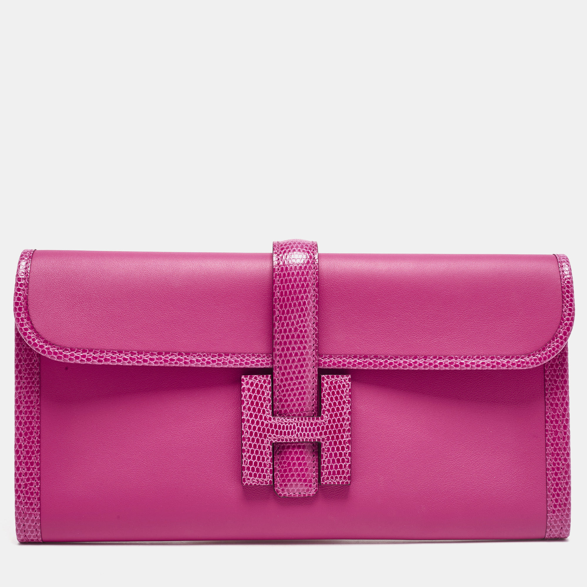 Hermès Rose Shocking Lizard and Swift Leather Jige Elan 29 Clutch, Pink
Hermès Rose Shocking Lizard and Swift Leather Jige Elan 29 Clutch, Pink