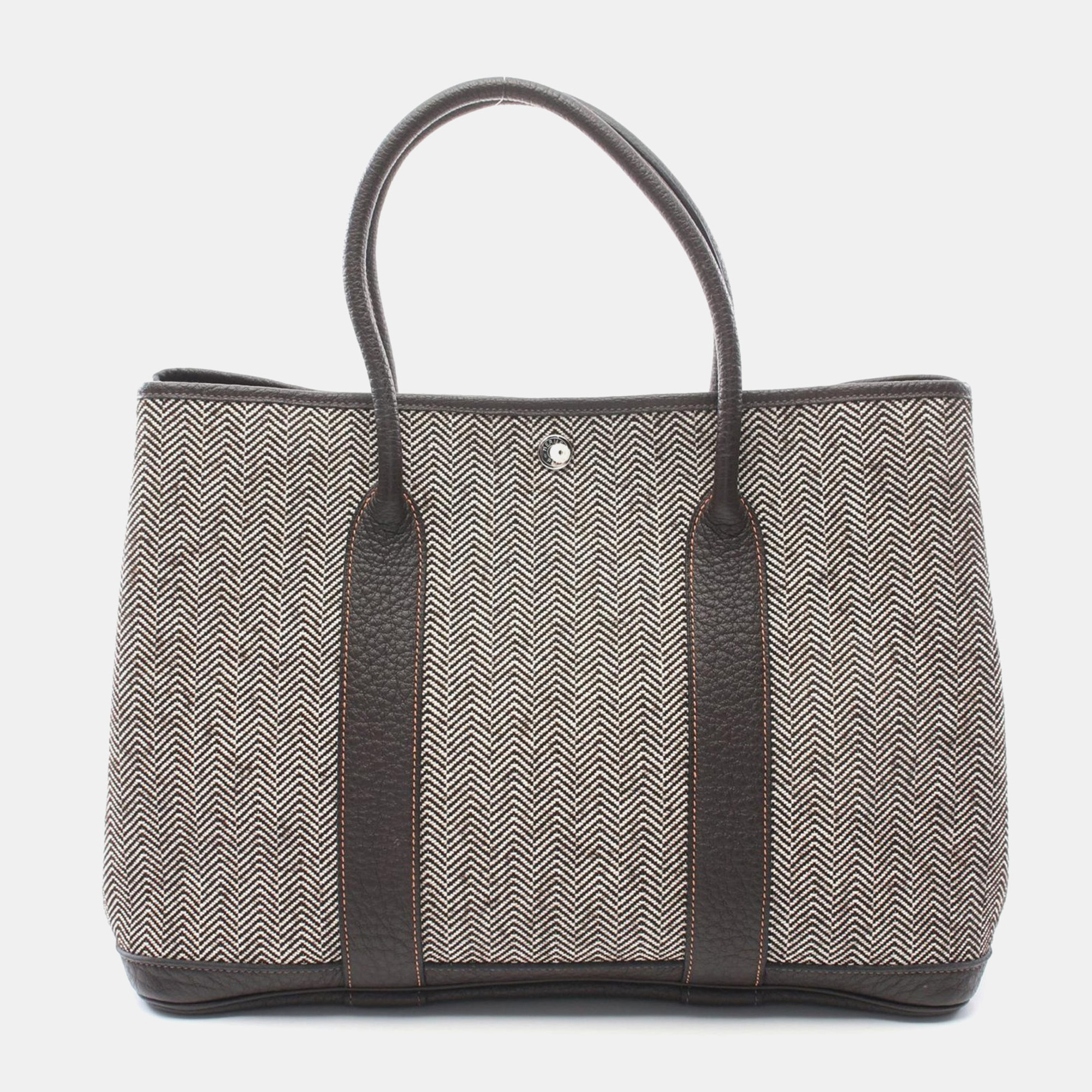 Hermes Garden Party Pm Tote Bag Negonda Leather Canvas Toile Chevron Brown
Hermes Garden Party Pm Tote Bag Negonda Leather Canvas Toile Chevron Brown