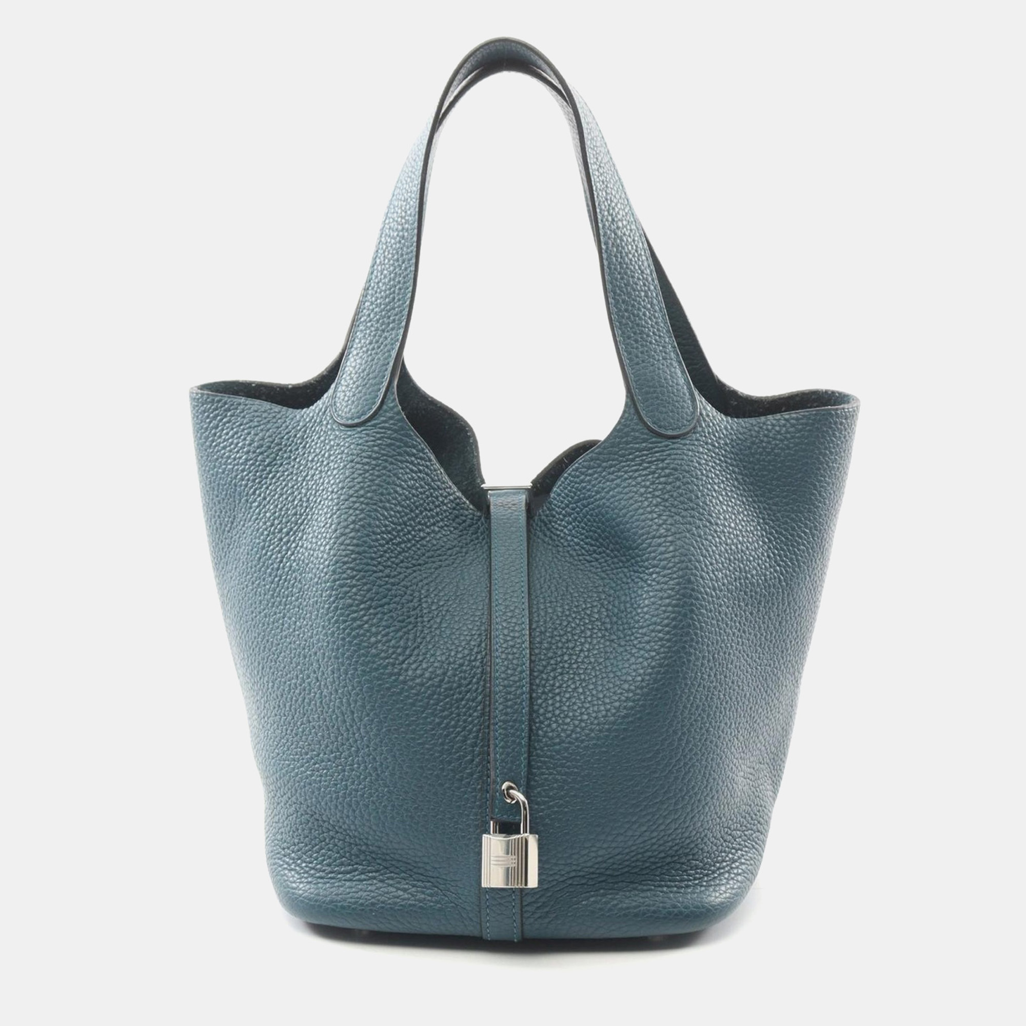 Hermes Malachite Taurillon Clemence Picotin Lock Mm Hand Tote Bag, Blue
Hermes Malachite Taurillon Clemence Picotin Lock Mm Hand Tote Bag, Blue