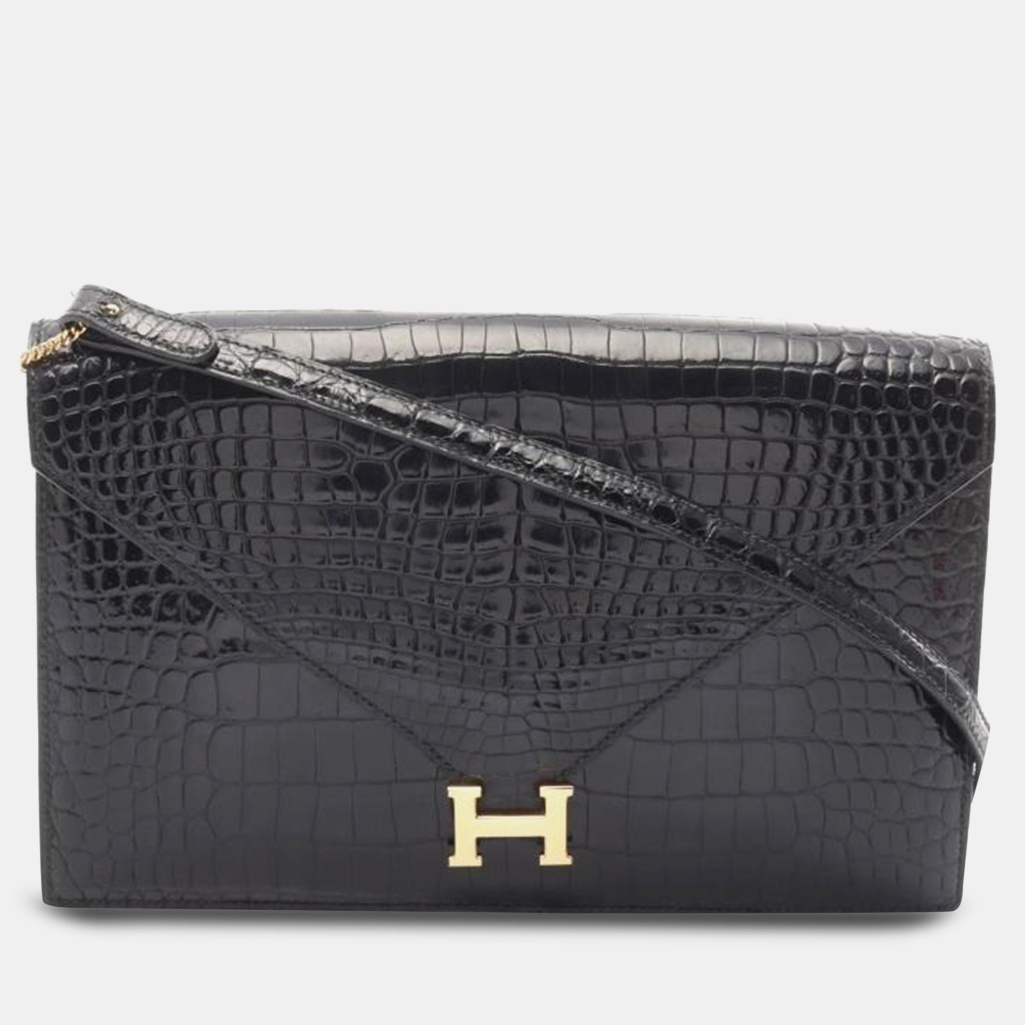 Hermes Black Porosus Crocodile Leather Lysse Lydie Shoulder Bag
Hermes Black Porosus Crocodile Leather Lysse Lydie Shoulder Bag