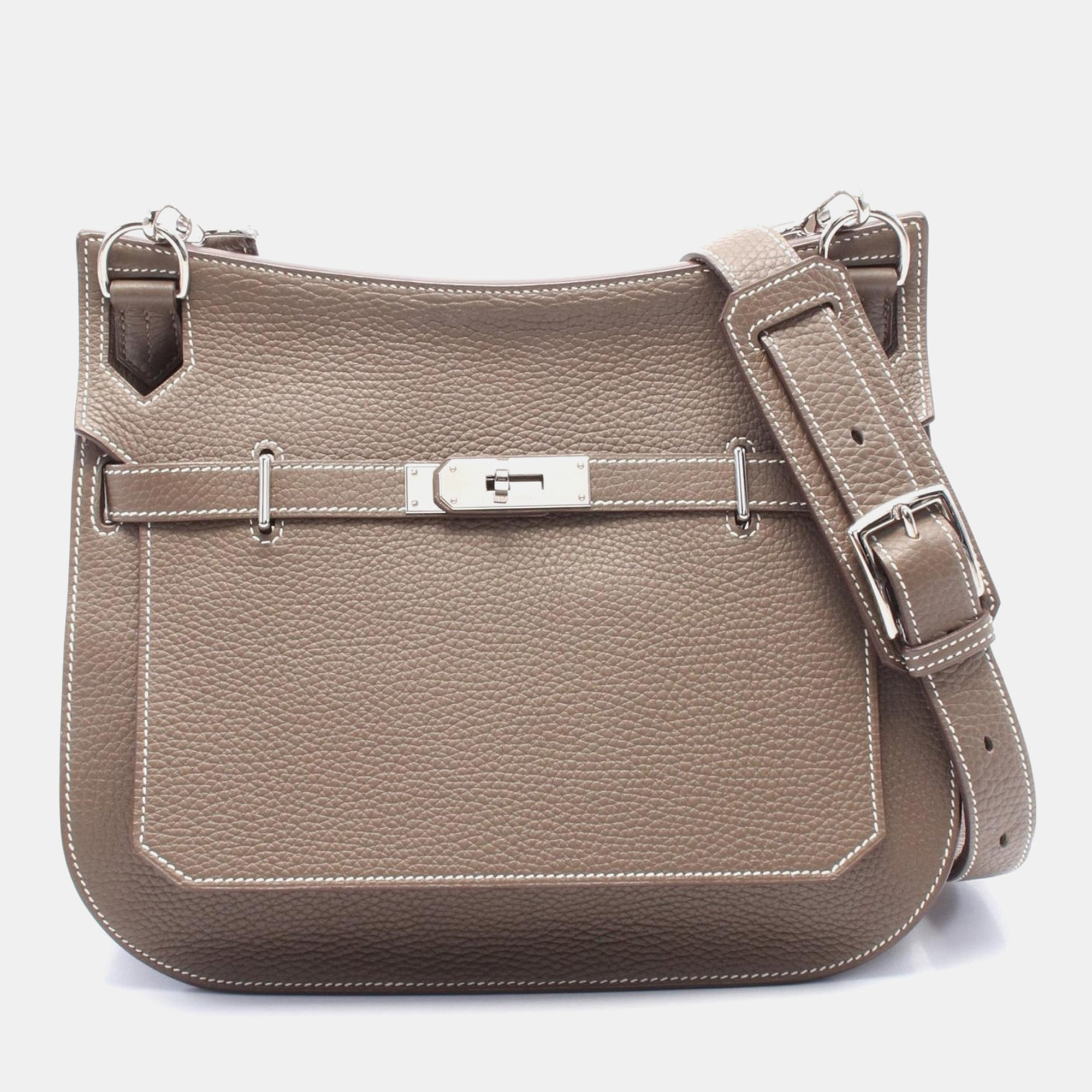 Hermes Etoupe Grey Clemence Leather Jypsiere 28 Shoulder Bag, Brown
Hermes Etoupe Grey Clemence Leather Jypsiere 28 Shoulder Bag, Brown