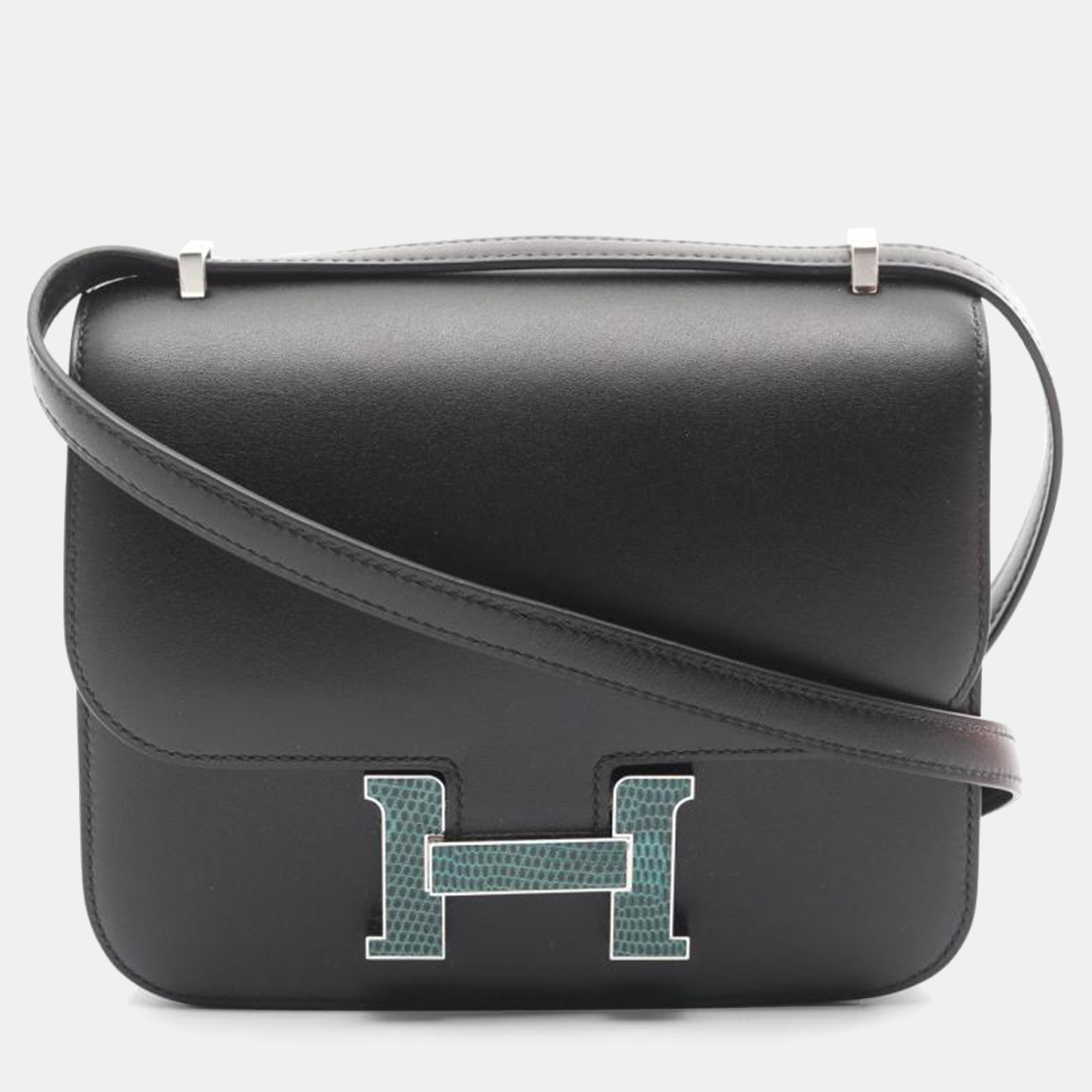 Hermes Black/Green Exotic Leather Constance Mini Shoulder Bag
Hermes Black/Green Exotic Leather Constance Mini Shoulder Bag