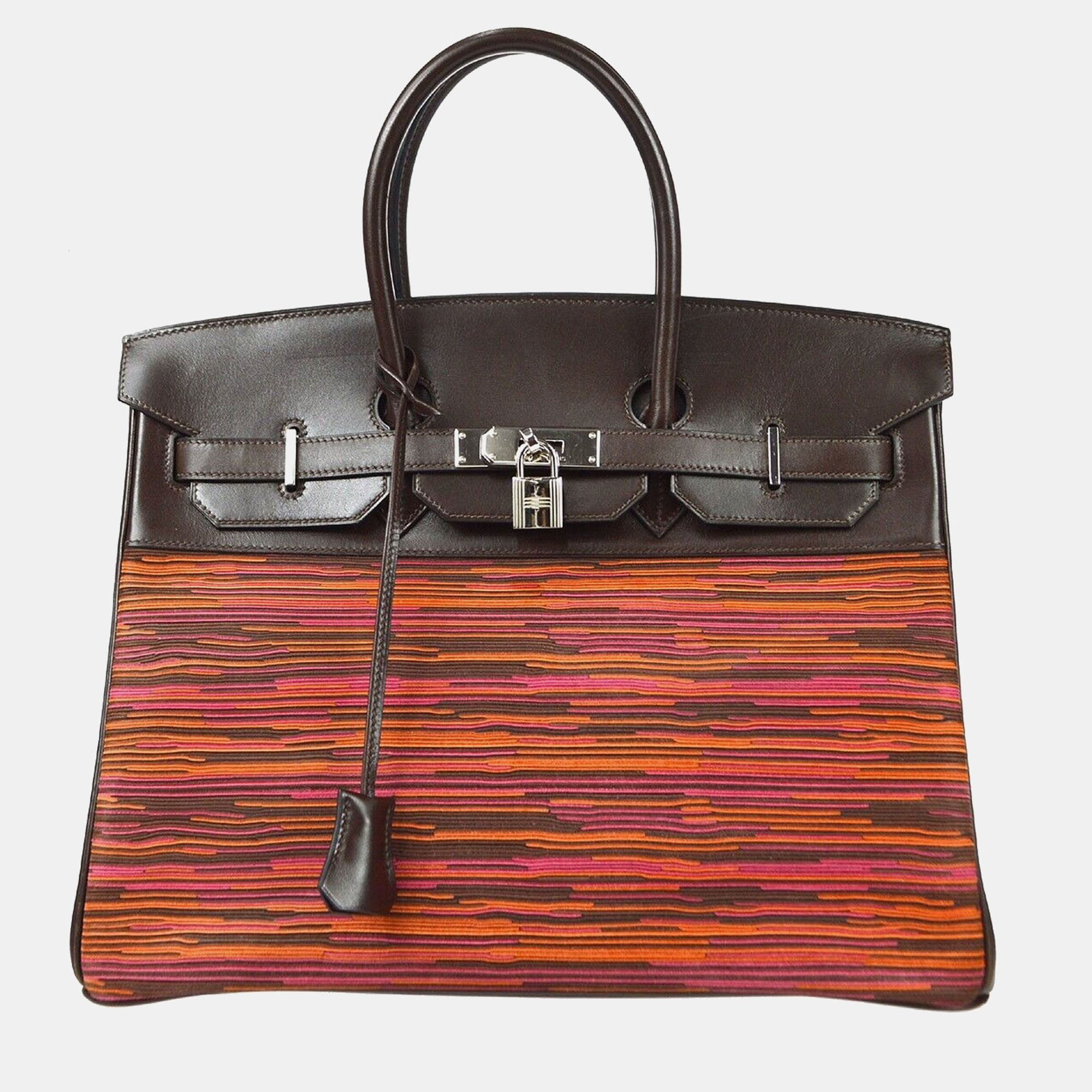 Hermes Purple Orange Ebene Vibrato Calf Birkin 35 Handbag, Multicolor
Hermes Purple Orange Ebene Vibrato Calf Birkin 35 Handbag, Multicolor