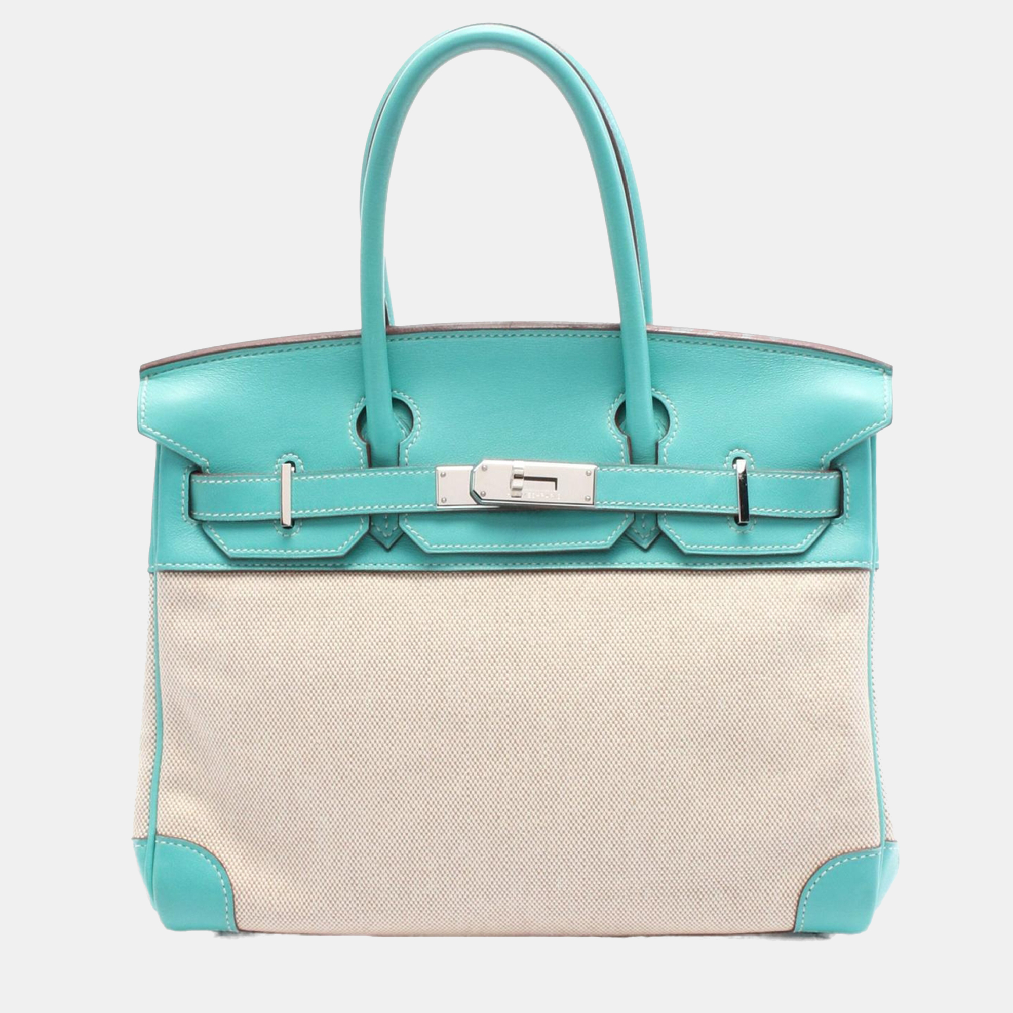 Hermes Lagon Ecru Swift Leather Toile Officier Birkin 30, Blue
Hermes Lagon Ecru Swift Leather Toile Officier Birkin 30, Blue