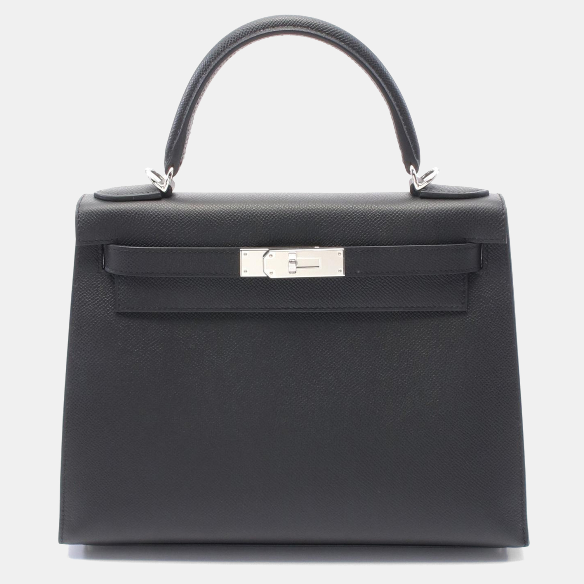 Hermes Black Epsom Leather Outside Stitched Silver Hardware Kelly 28
Hermes Black Epsom Leather Outside Stitched Silver Hardware Kelly 28